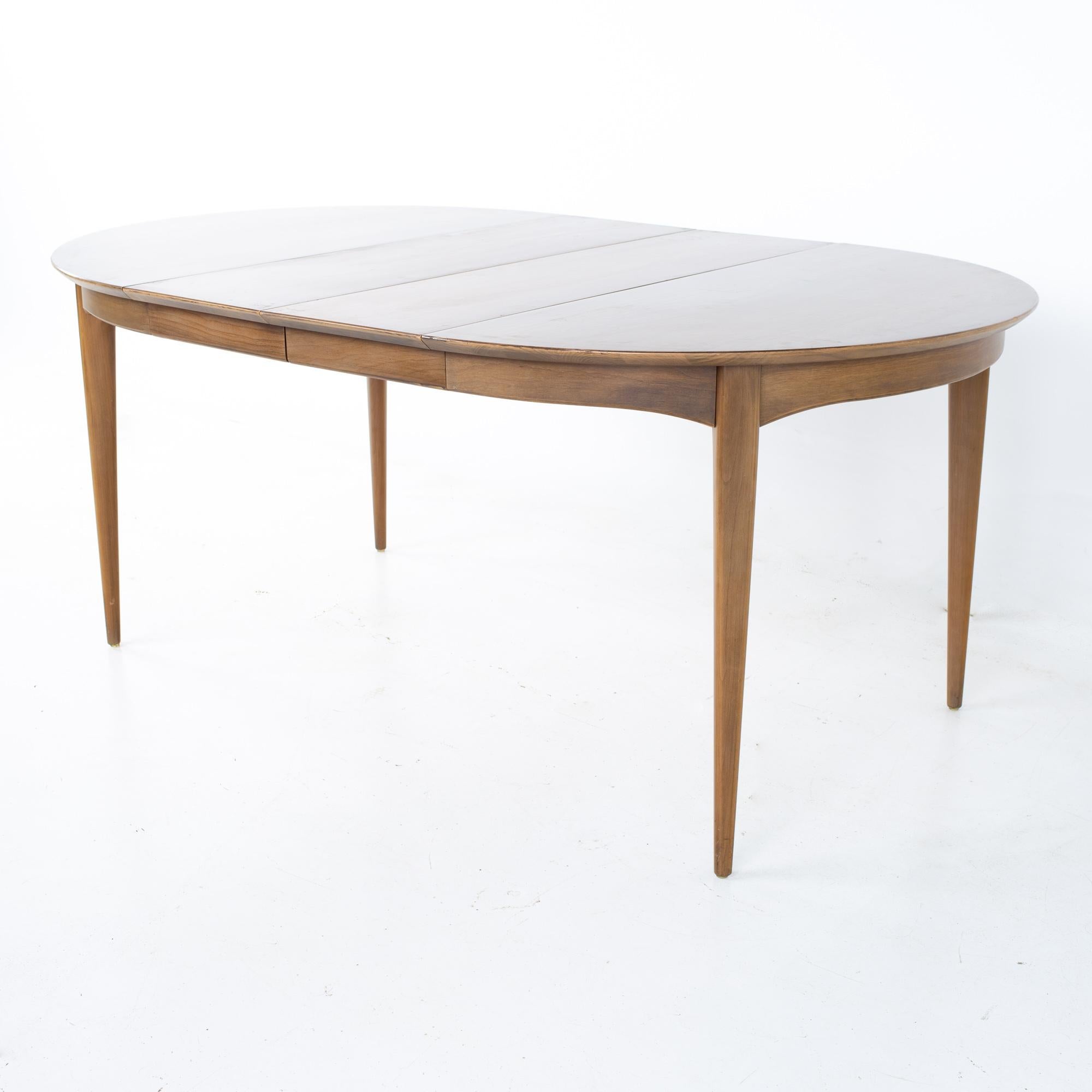 Century Furniture Mid Century Round Oval Expanding Walnut Dining Table 5