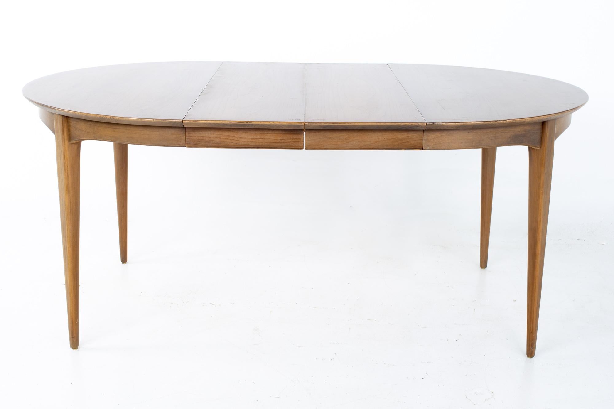Century Furniture Mid Century Round Oval Expanding Walnut Dining Table 6