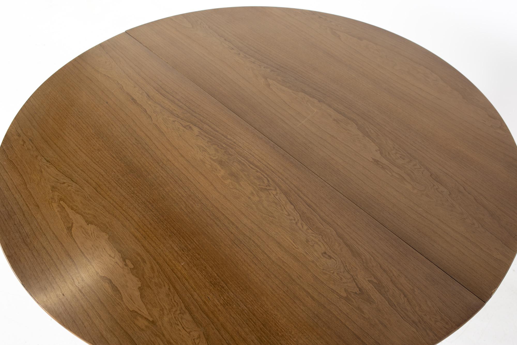 Century Furniture Mid Century Round Oval Expanding Walnut Dining Table 8