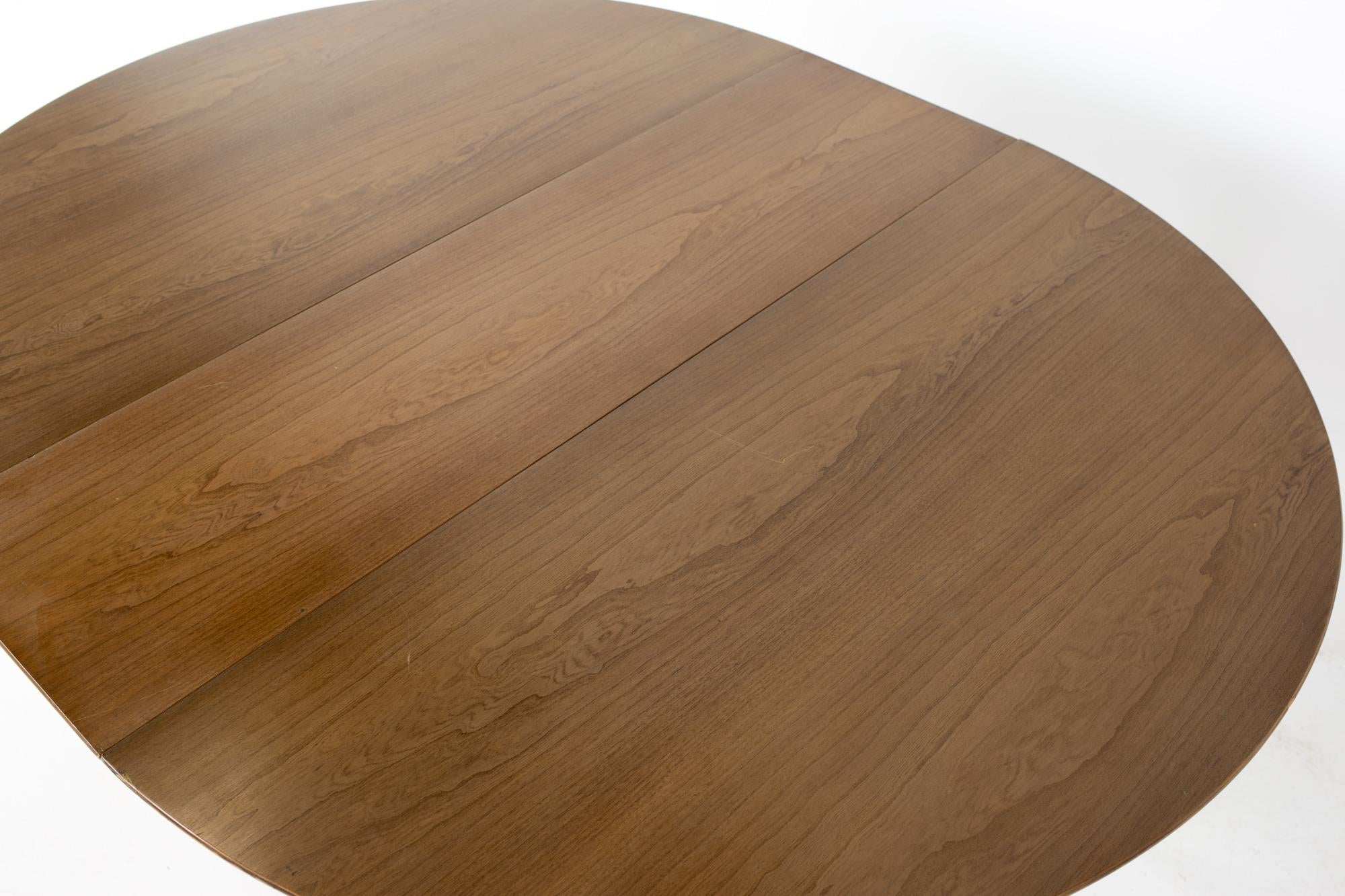 Century Furniture Mid Century Round Oval Expanding Walnut Dining Table 10