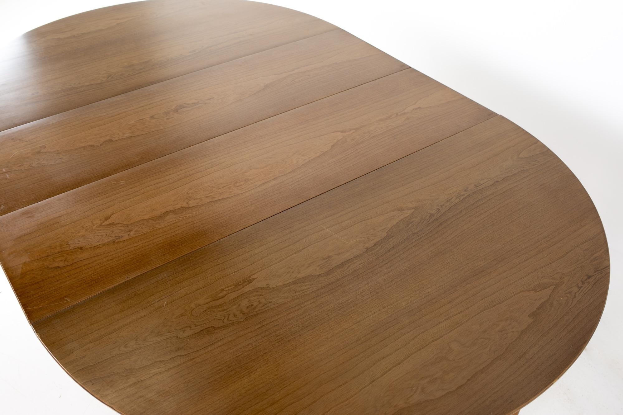 Century Furniture Mid Century Round Oval Expanding Walnut Dining Table 11