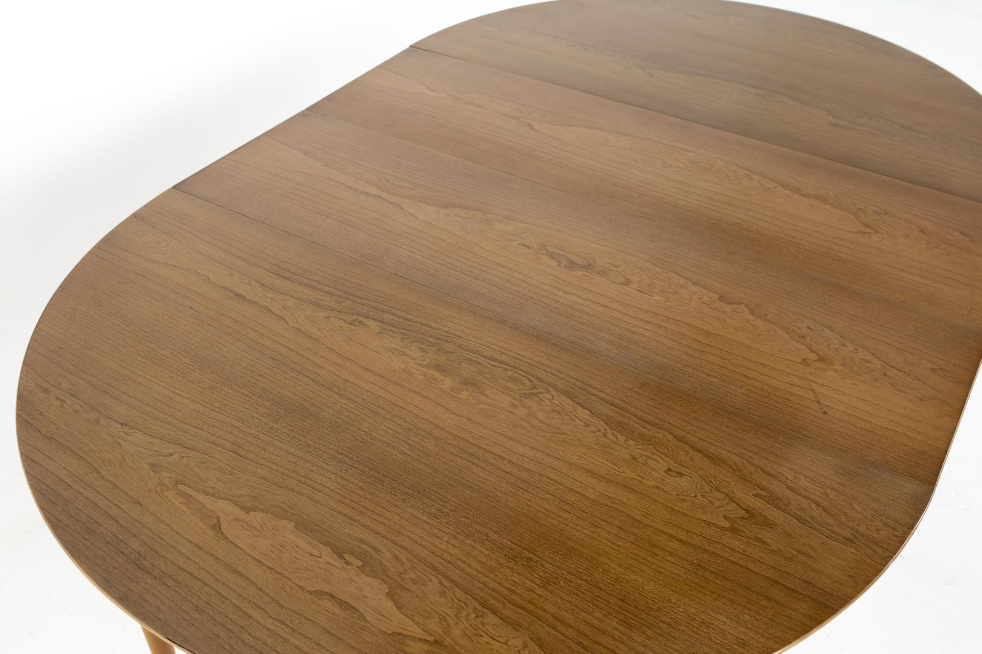 Century Furniture Mid Century Round Oval Expanding Walnut Dining Table 12