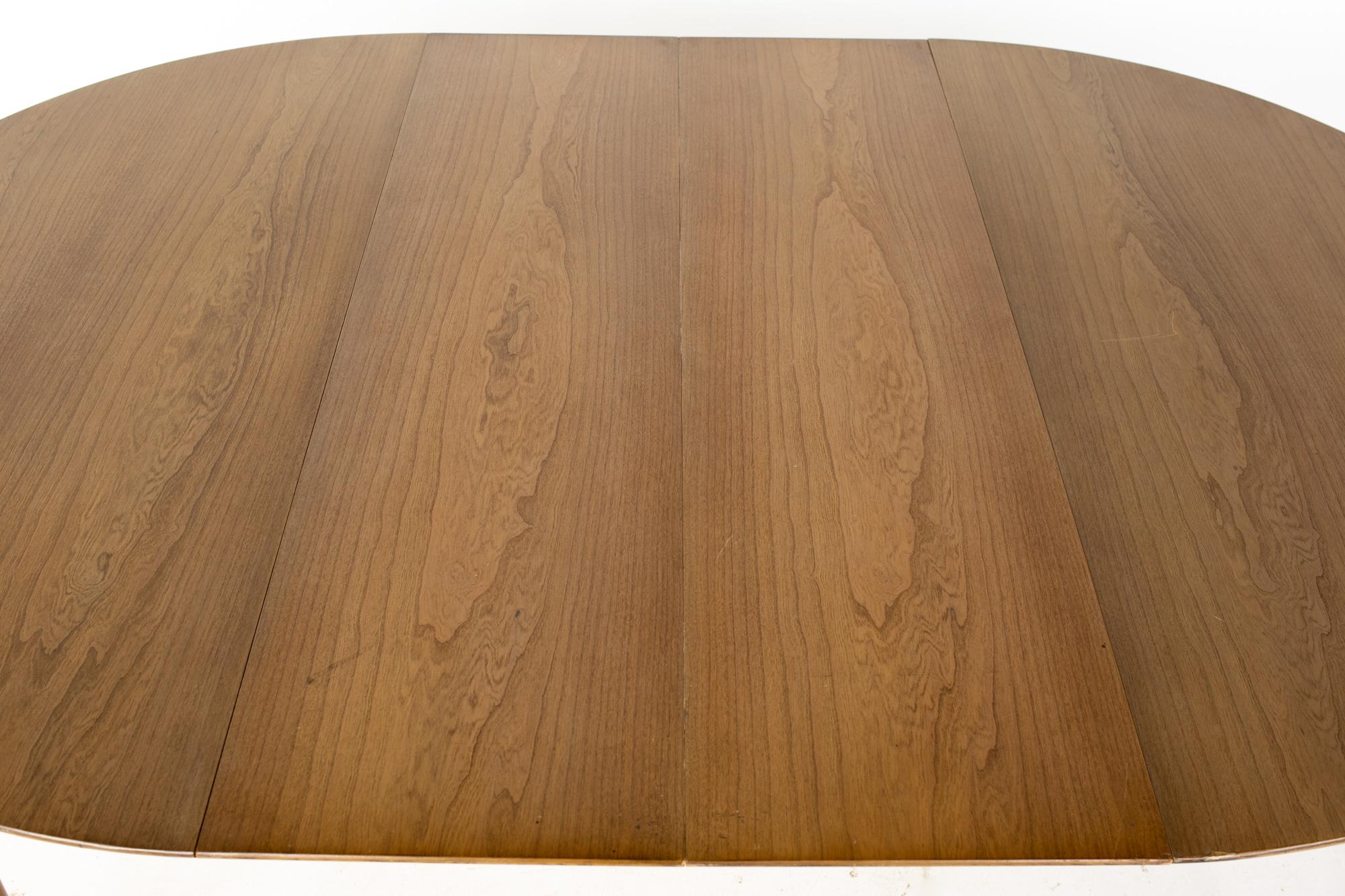 Century Furniture Mid Century Round Oval Expanding Walnut Dining Table 13