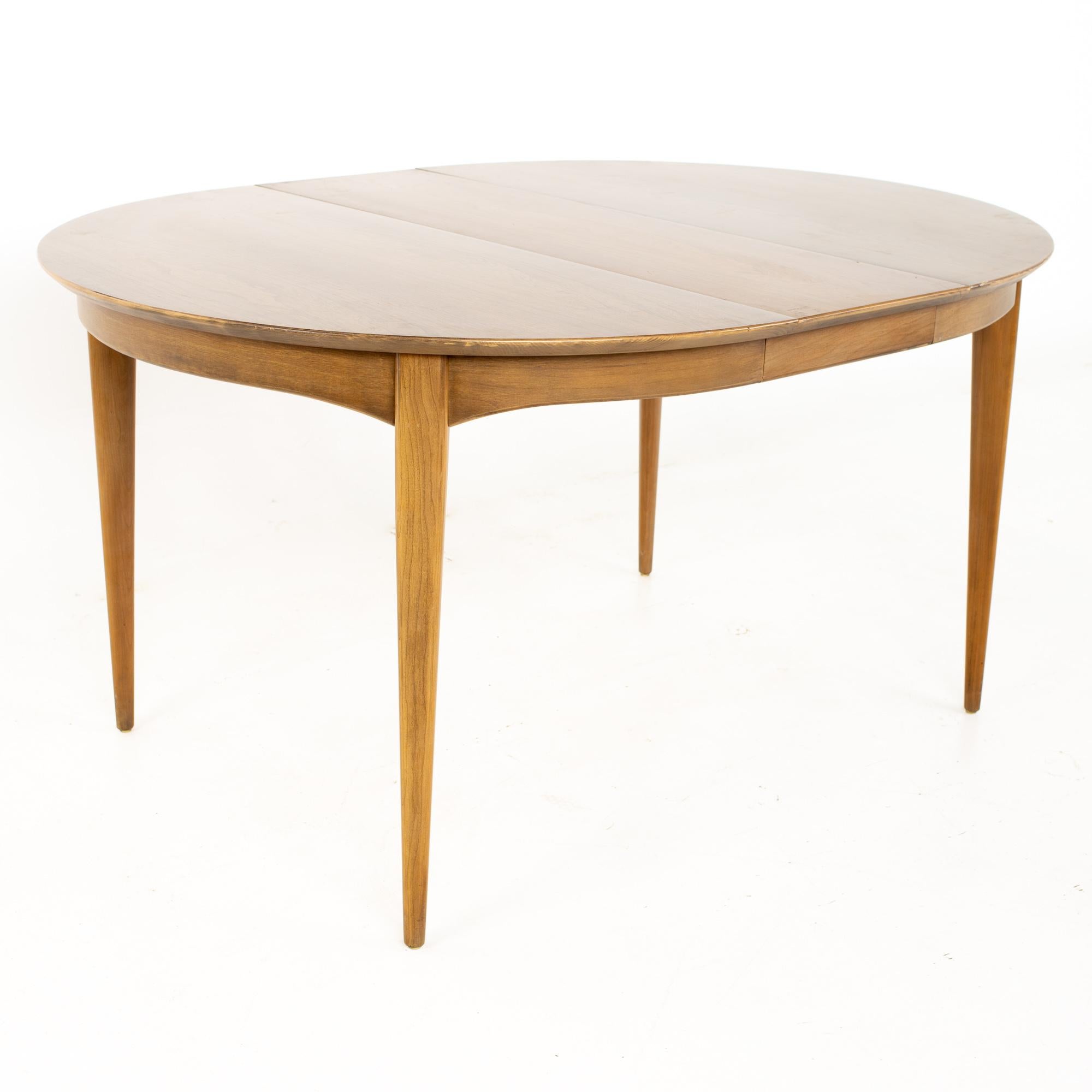 Century Furniture Mid Century Round Oval Expanding Walnut Dining Table 1