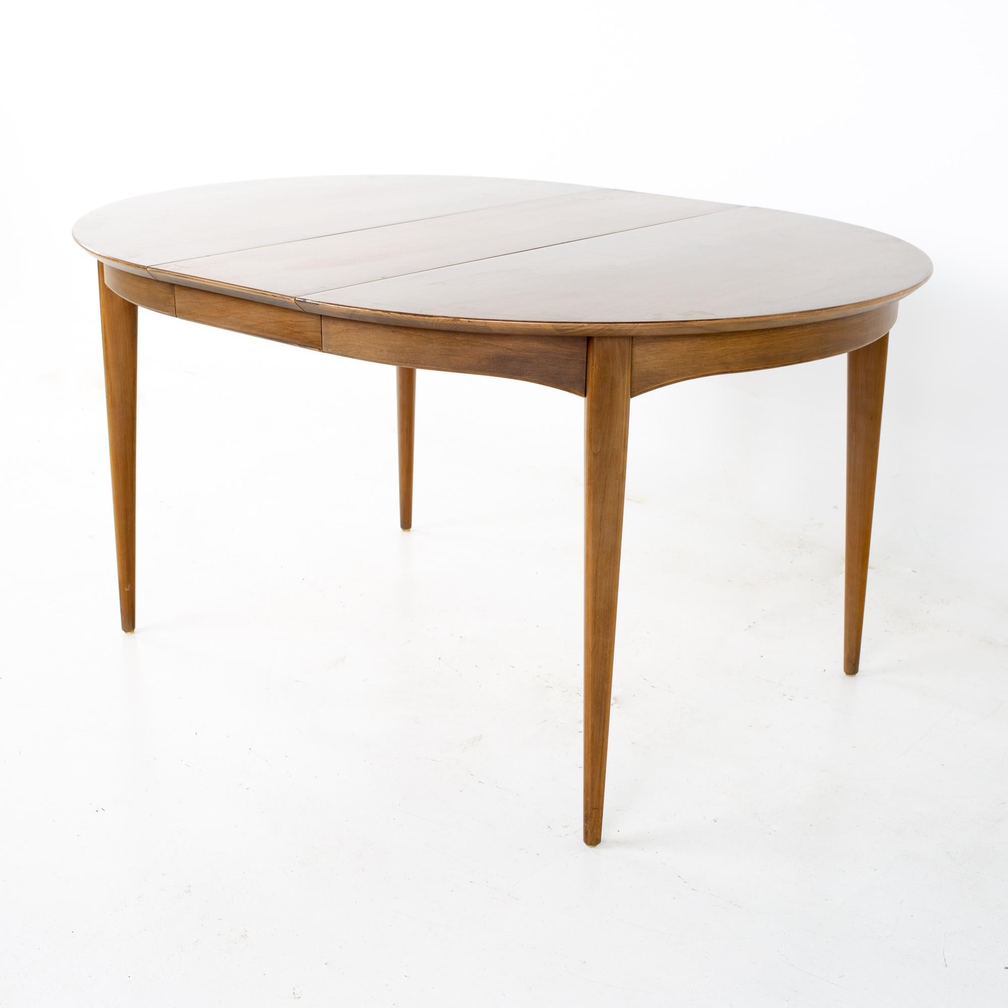 Century Furniture Mid Century Round Oval Expanding Walnut Dining Table 2
