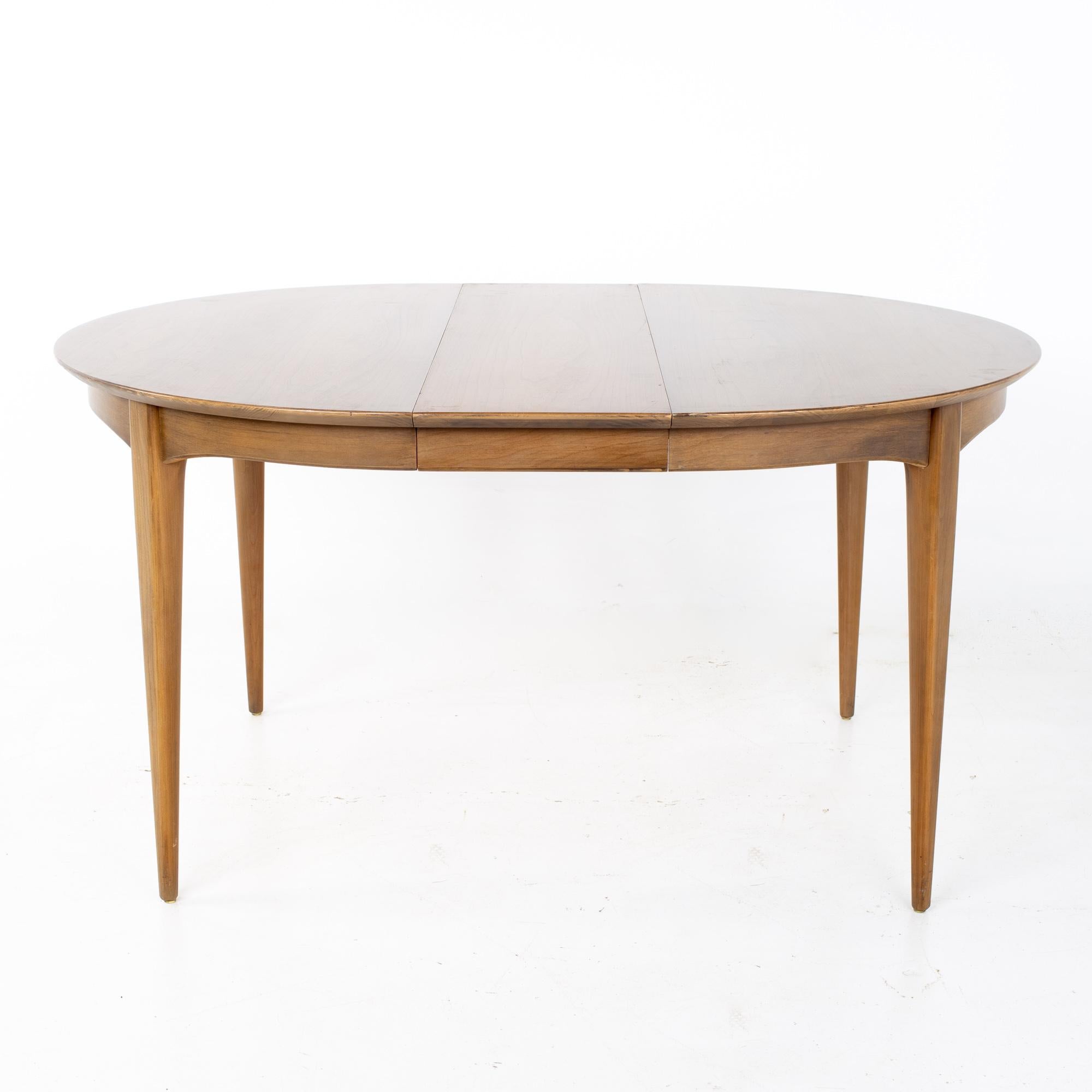 Century Furniture Mid Century Round Oval Expanding Walnut Dining Table 3