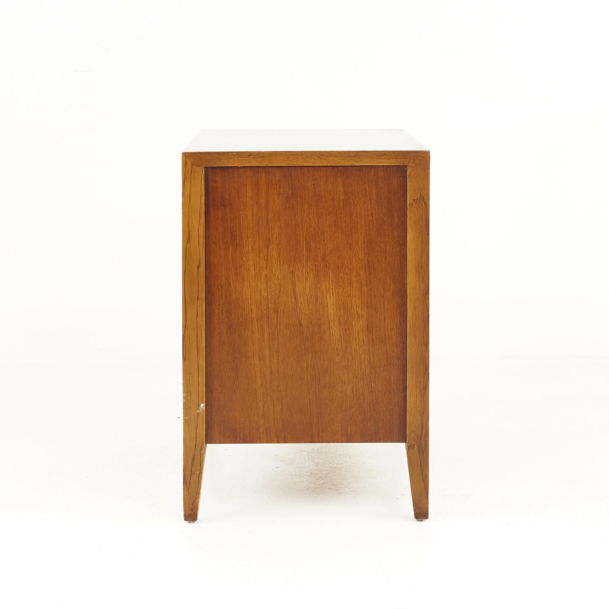 Century Furniture Mid Century Walnut and Cane Front Nightstands, a Pair 1