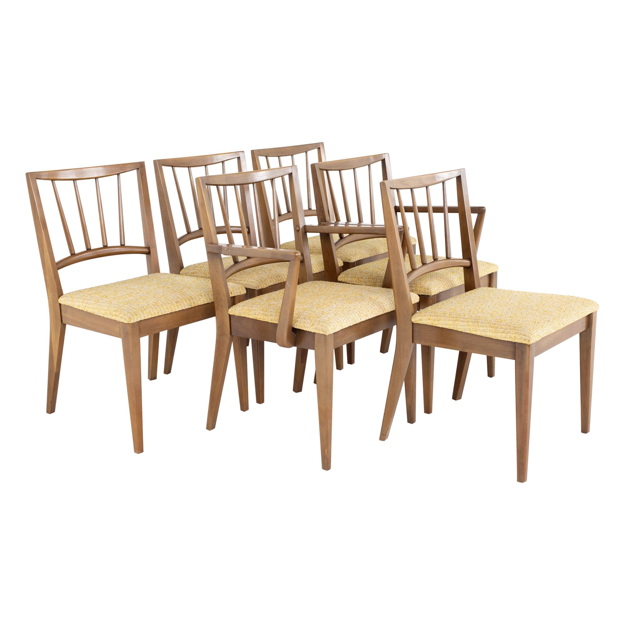 Century Furniture Mid Century Walnut Dining Chairs - Set of 6