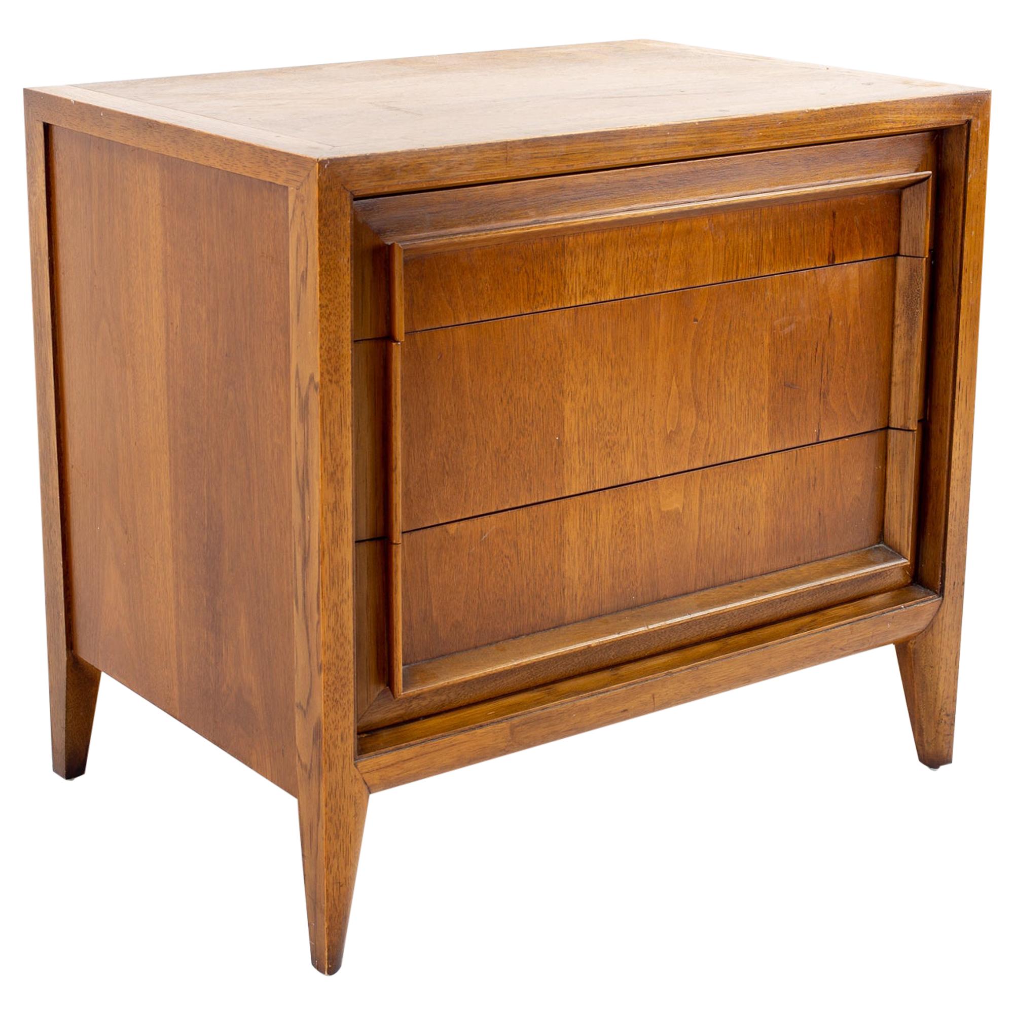 Century Furniture Mid Century Walnut 2-Drawer Nightstand