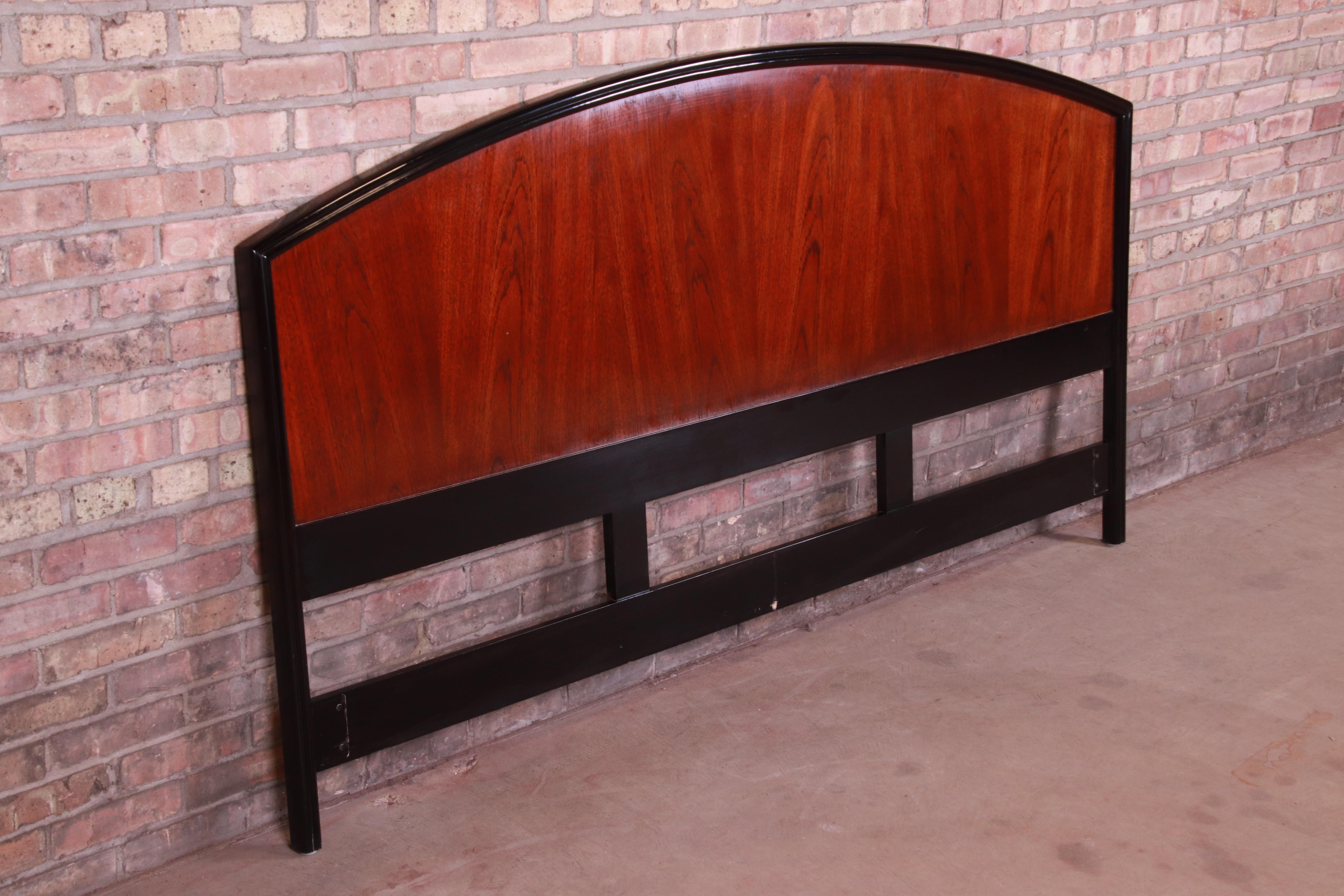 American Century Furniture Modern Mahogany and Black Lacquer King Size Headboard