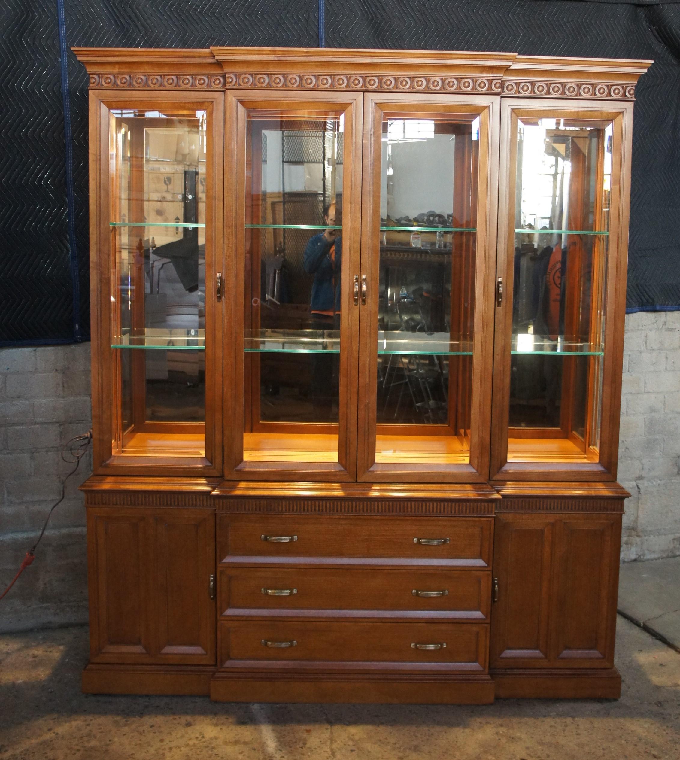 Century Furniture Neoclassical Maple Breakfront China Display Cabinet Cupboard 4