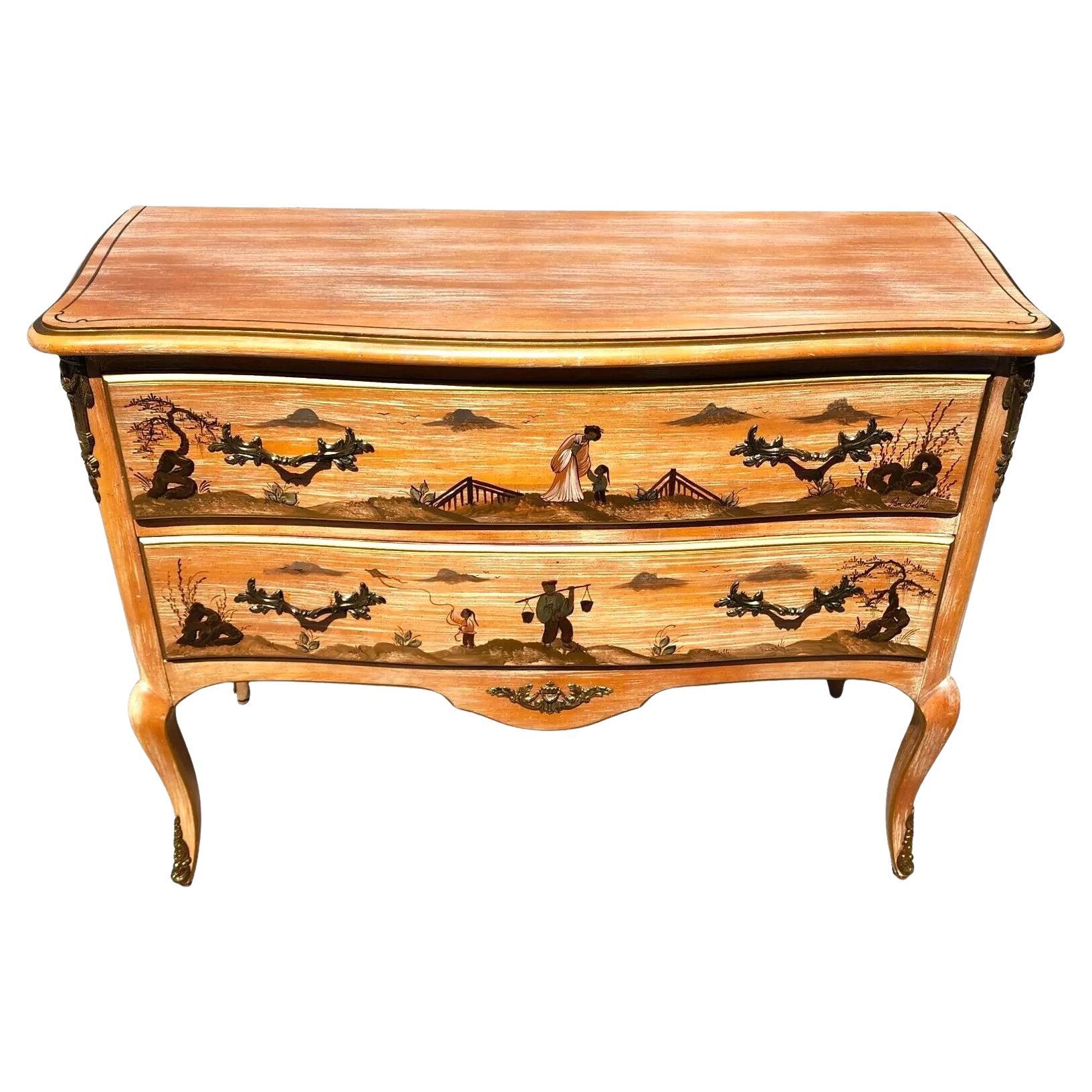 MUEBLES CENTURY Cómoda asiática Pam Bolick Pintada a mano y firmada
