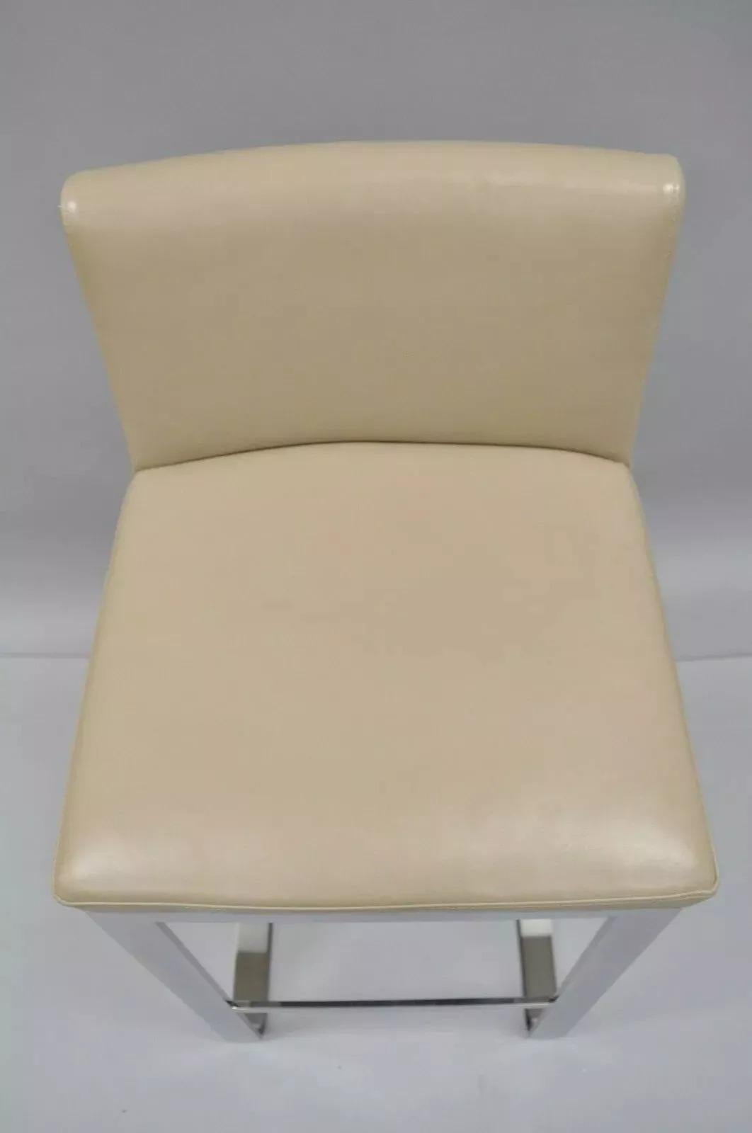 Century Furniture Savor Royce Chrom Barhocker Caress Taupe Leder (E) (Unbekannt) im Angebot