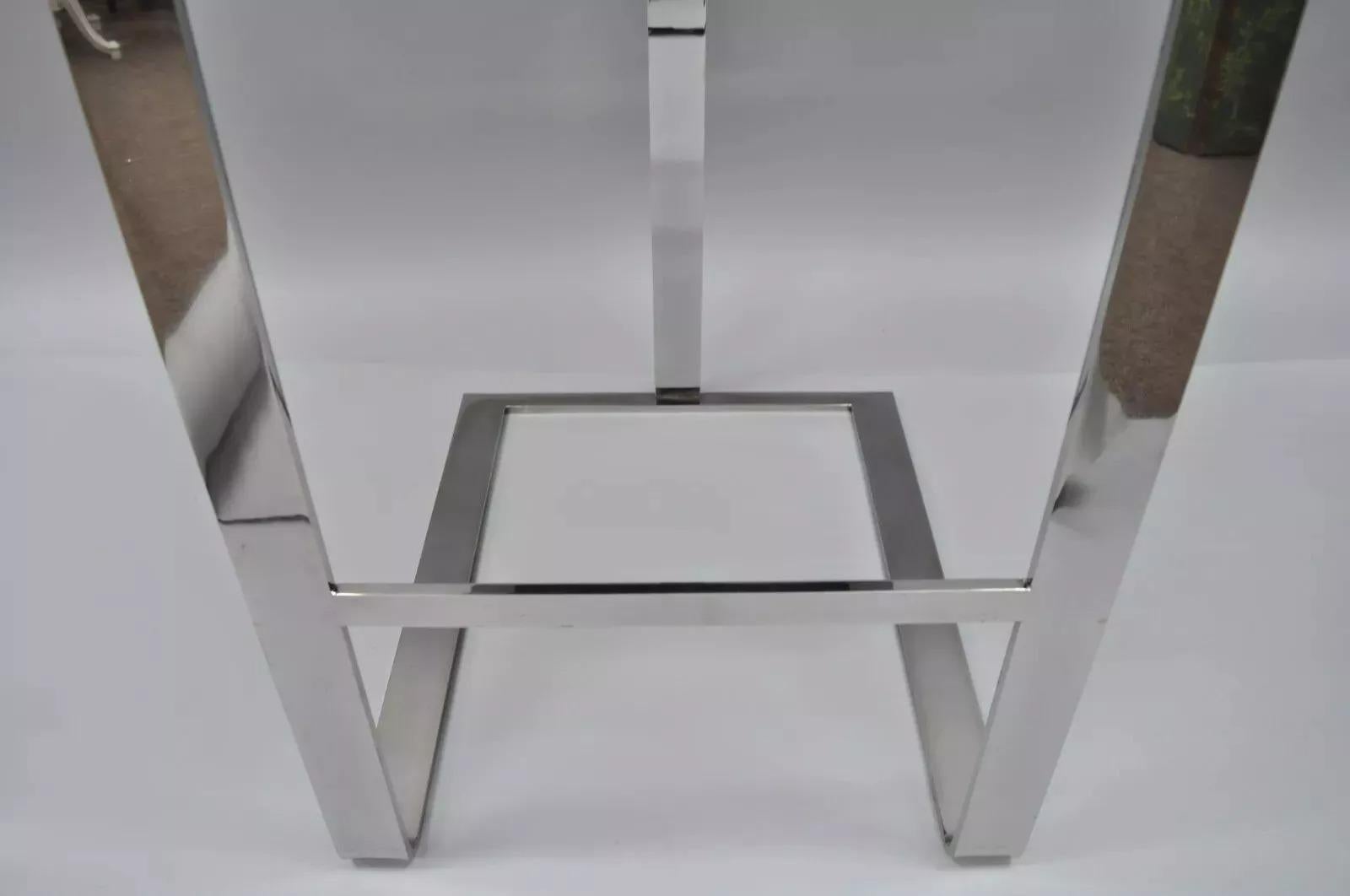 Century Furniture Savor Royce Chrom Barhocker Caress Taupe Leder (E) (21. Jahrhundert und zeitgenössisch) im Angebot