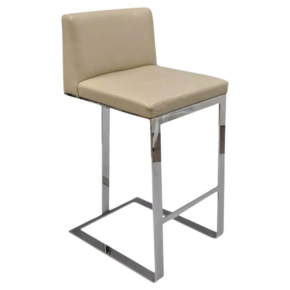 Century Furniture Savor Royce Chrome Sgabello da Bar Caress Pelle Taupe (E)