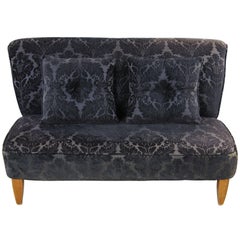 Used Century Furniture Signature Settee French Inspired Black Flocked Loveseat Elkins