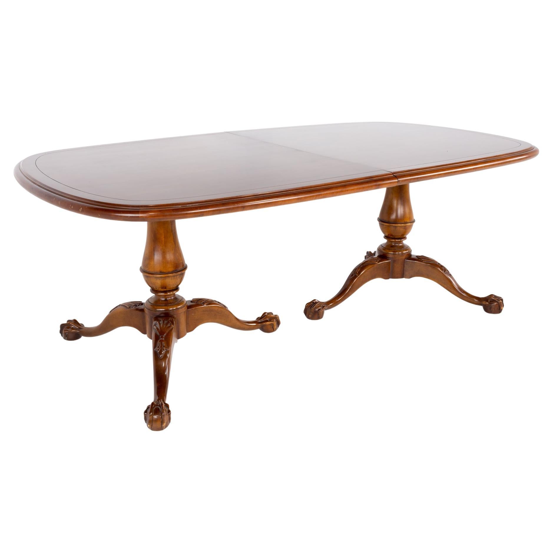Century Furniture Traditional Clawfoot Dining Table with 2 Leaves