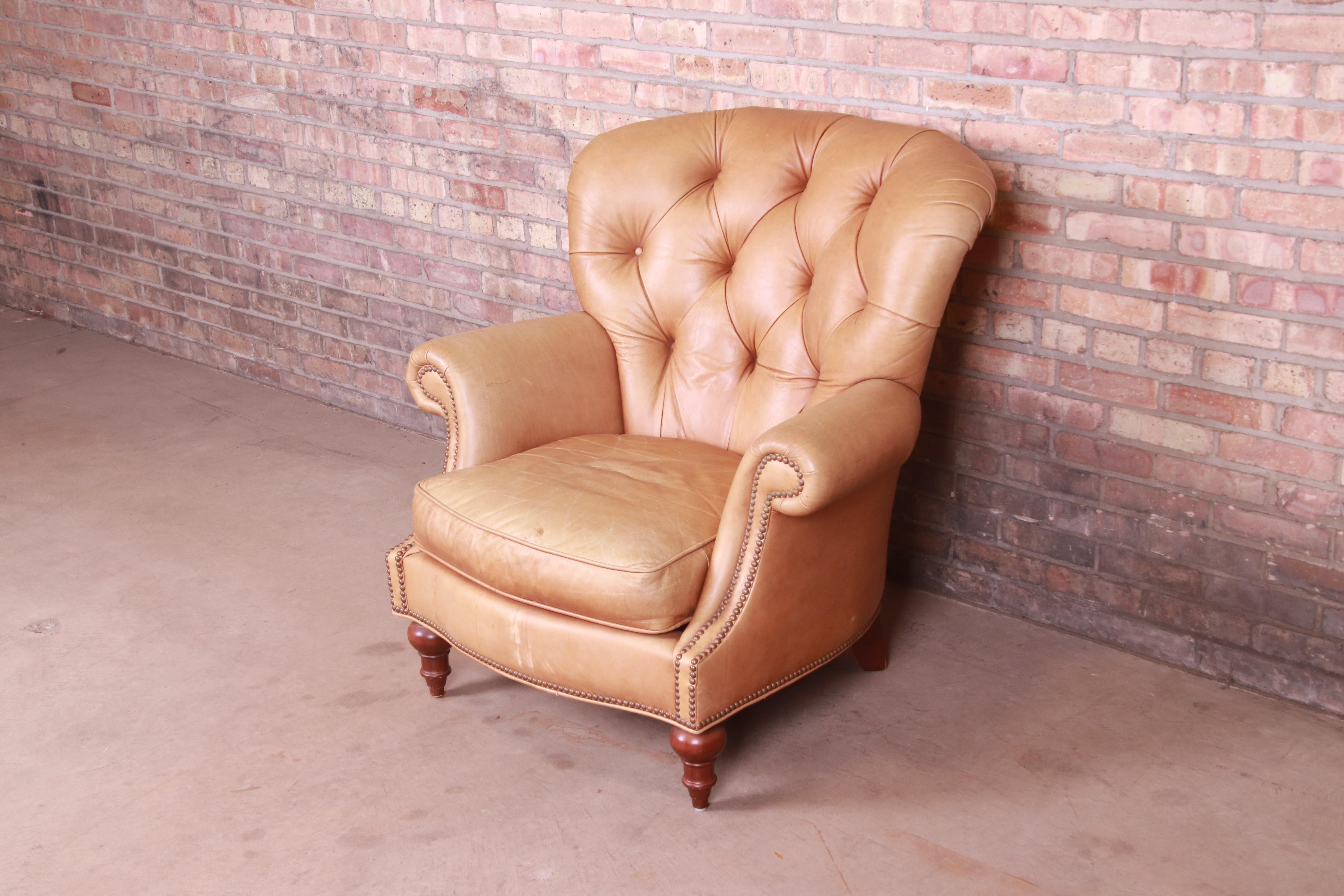 tufted leather lounge chair