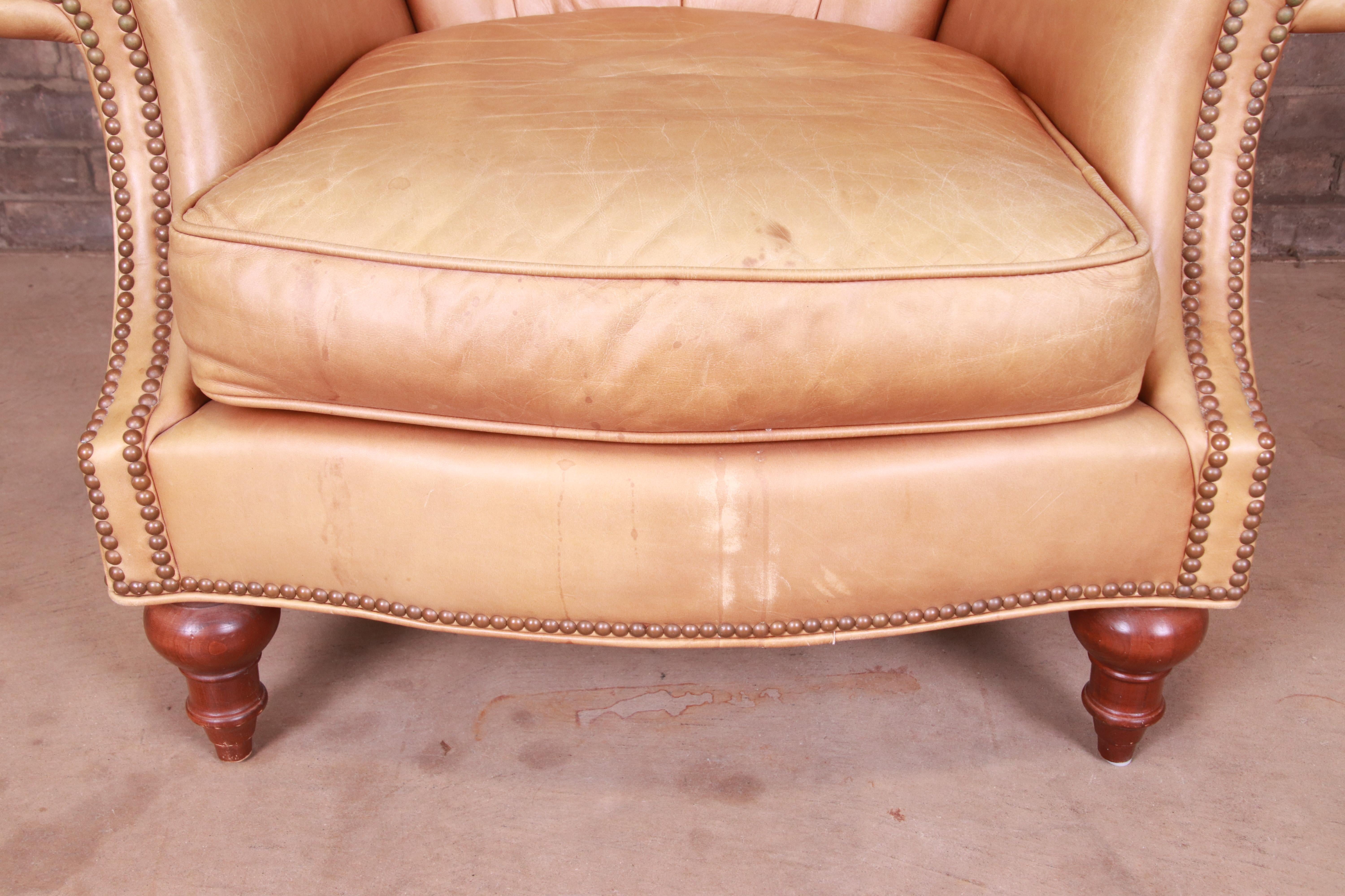 Century Furniture Tufted Leather Chesterfield Lounge Chair 2