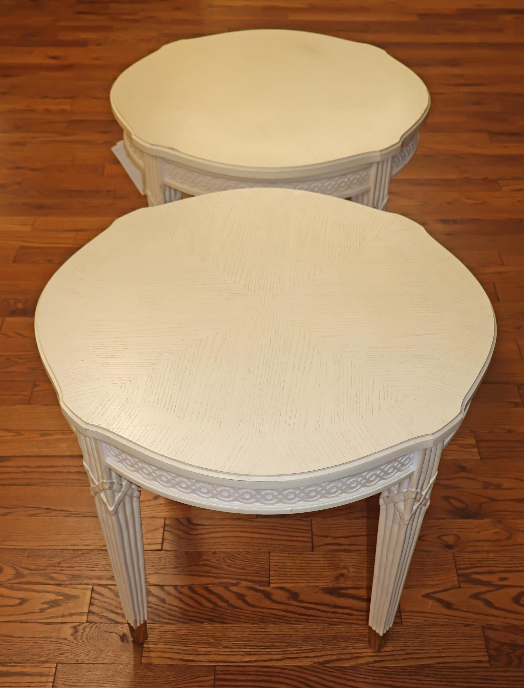 Century Furniture VillaDomain Gustavian Swedish Style White End Tables For Sale 4