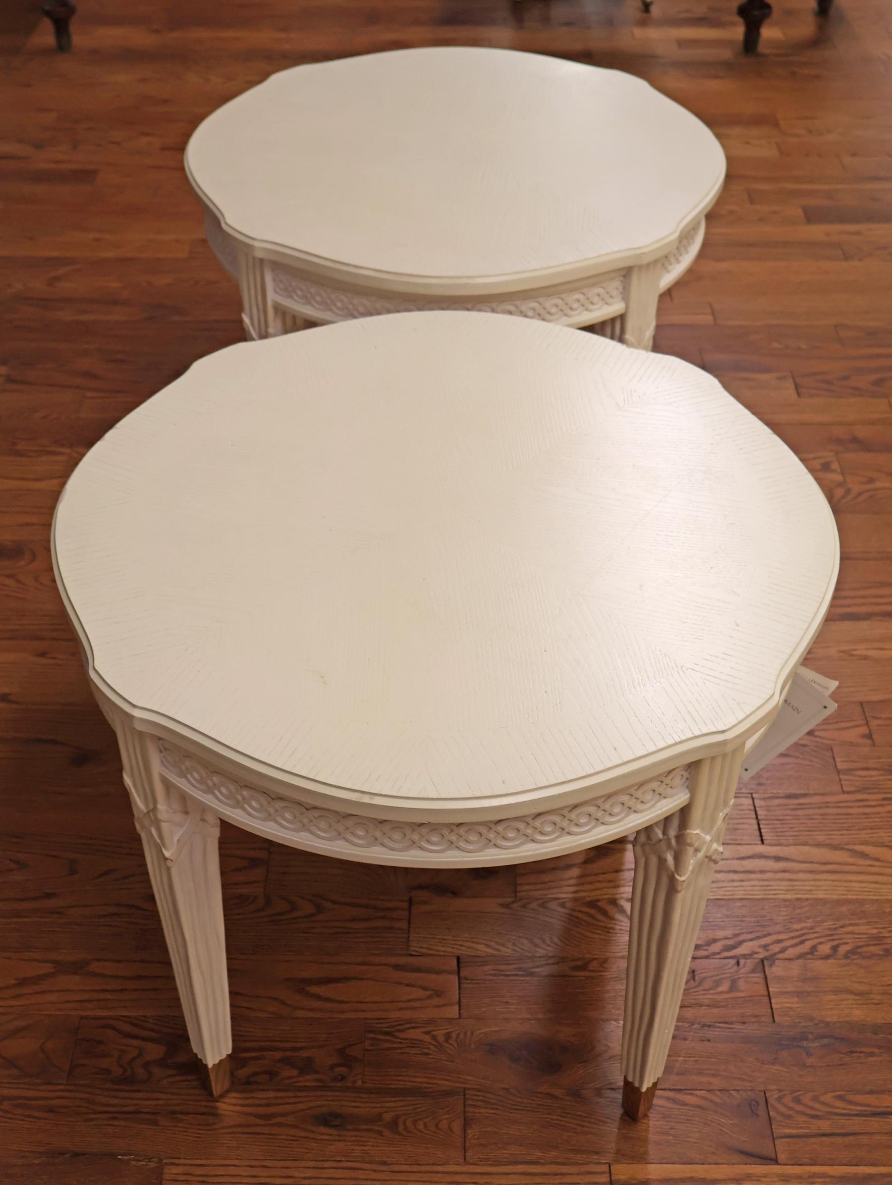 Late 20th Century Century Furniture VillaDomain Gustavian Swedish Style White End Tables For Sale