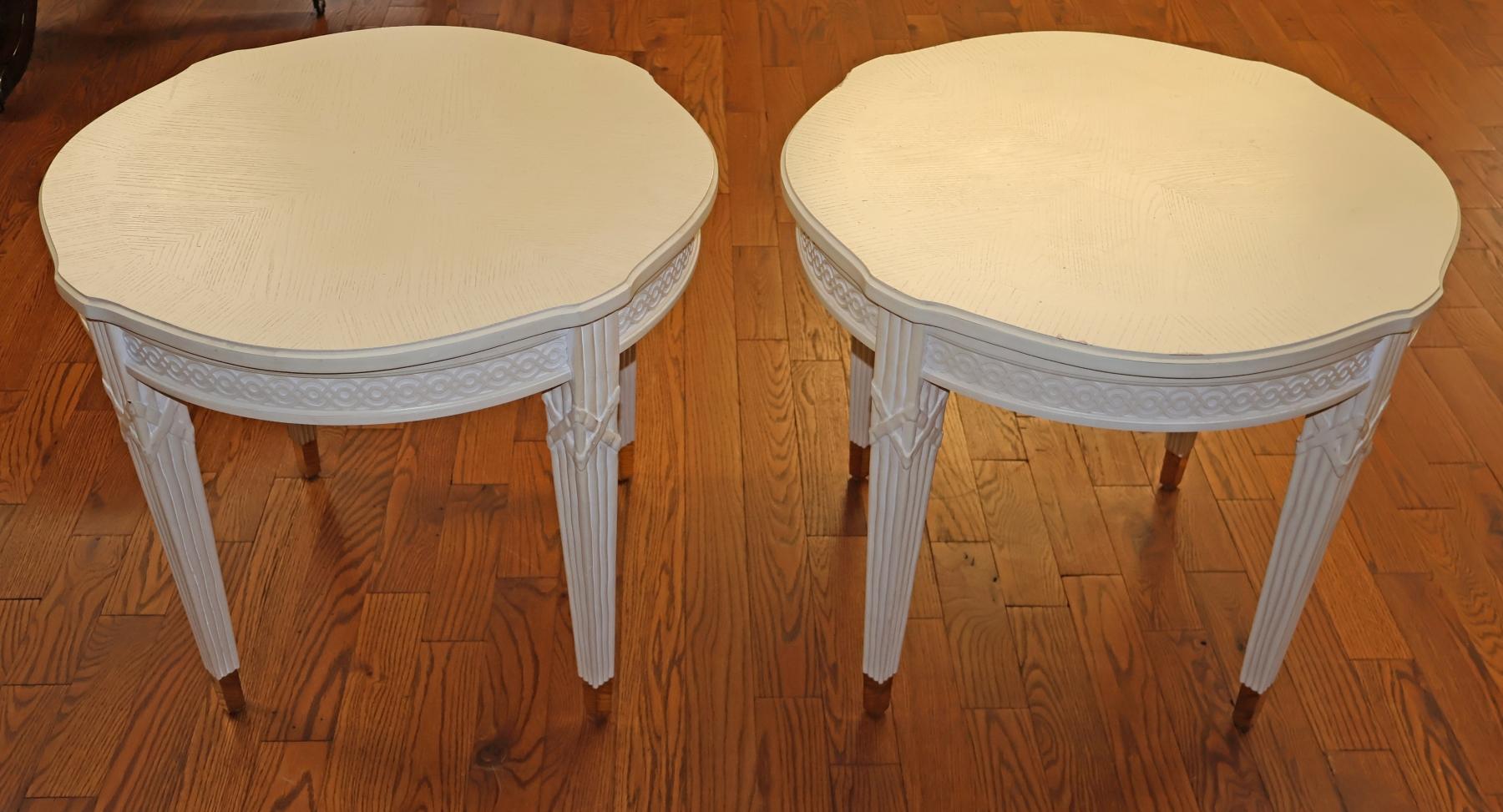 Century Furniture VillaDomain Gustavian Swedish Style White End Tables For Sale 2