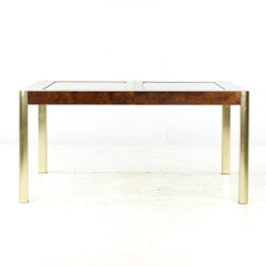 Century Mid Century Burlwood Brass and Glass Dining Table