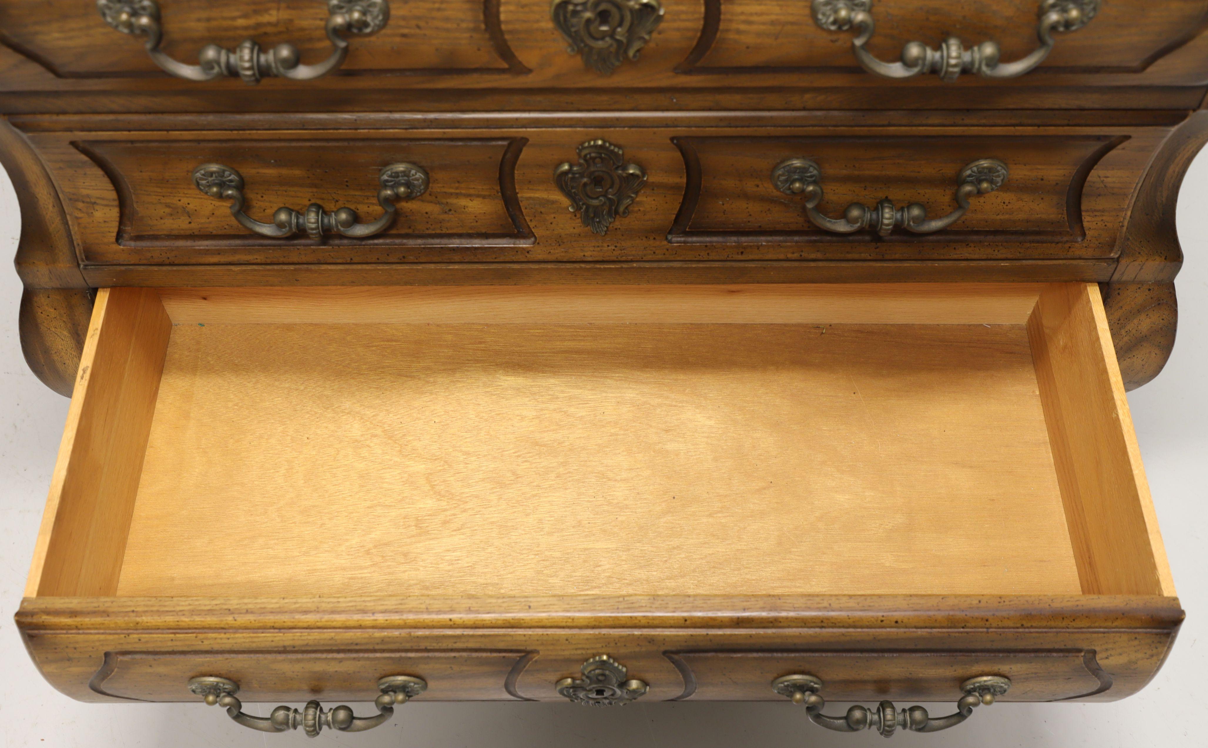 CENTURY Oak French Country Style Bombe Bachelor Chest For Sale 2