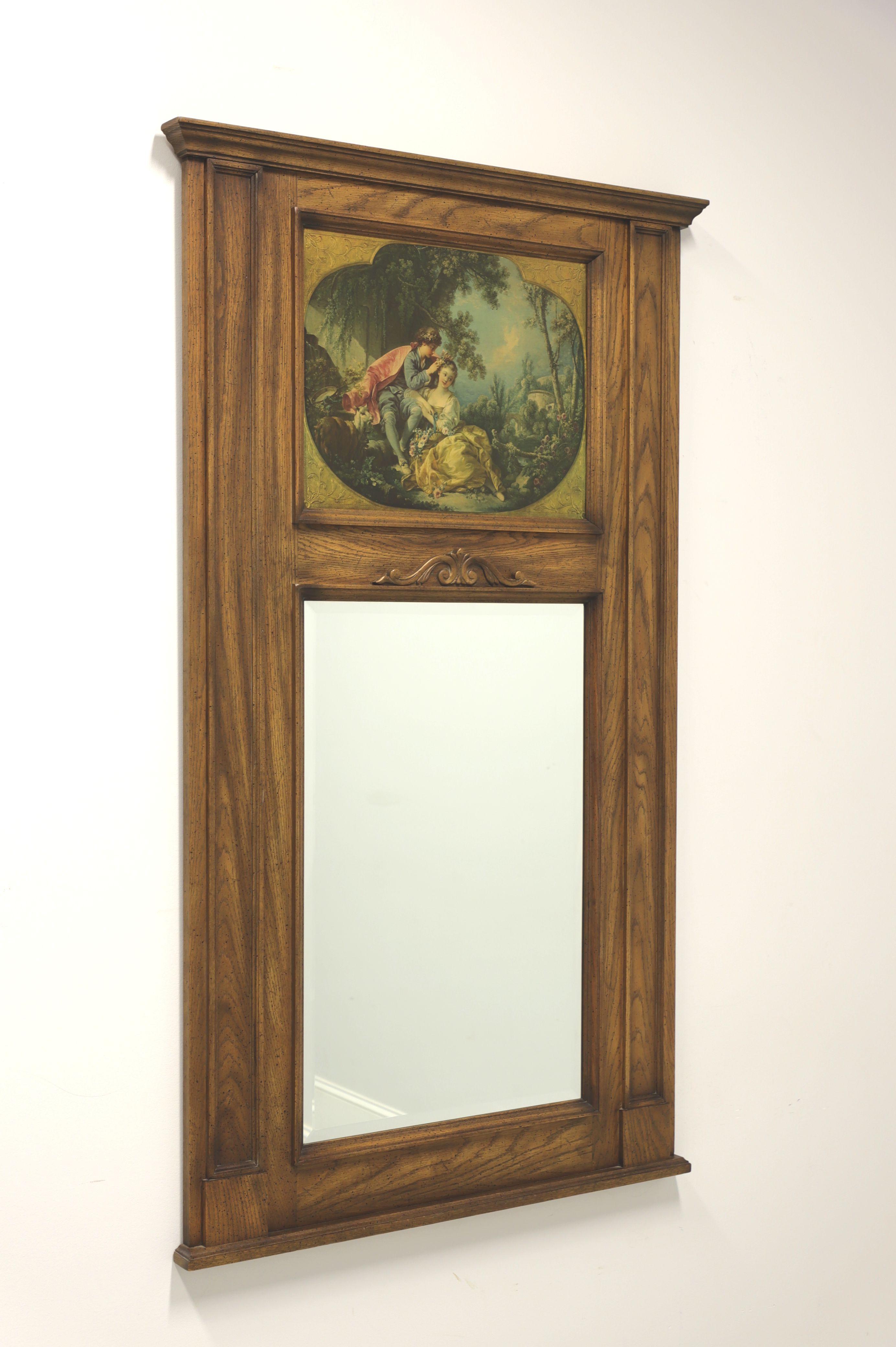 CENTURY FURNITURE Oak French Country Trumeau Monumental Beveled Wall Mirror For Sale 3
