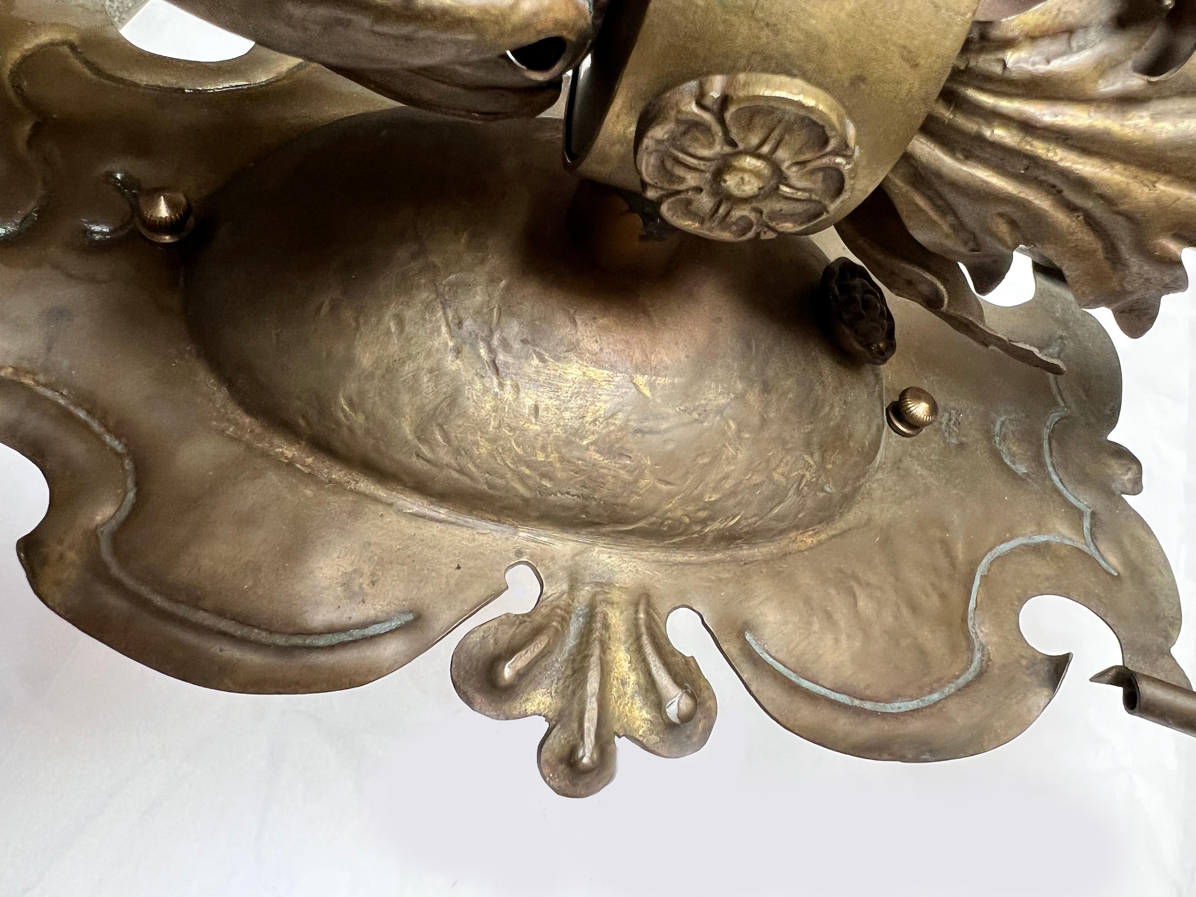 American Century Old, Brass 4 Light, Victorian Wall Sconce For Sale