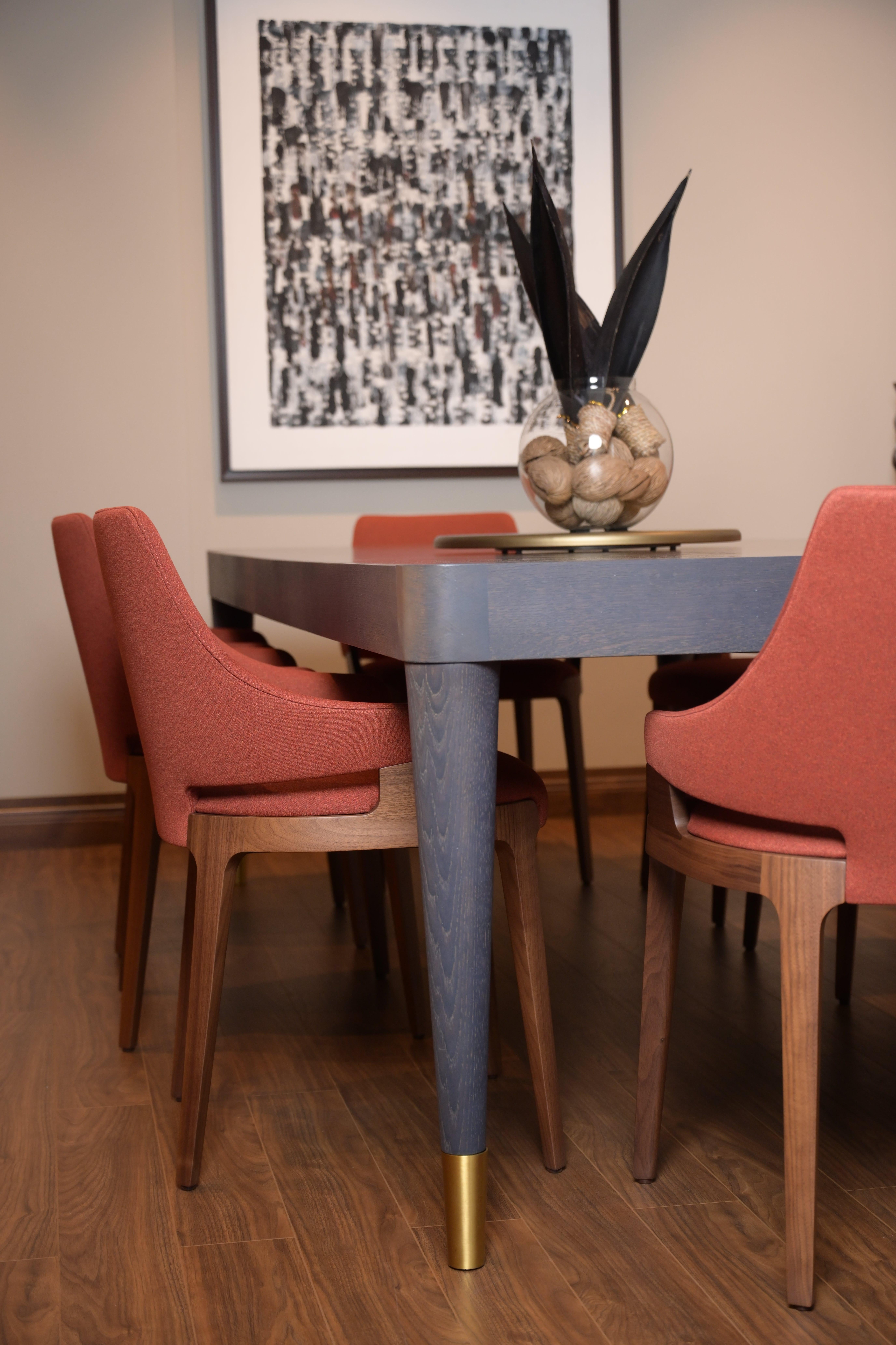 CENTURY Rectangular Dining Table in Solid Oak with Geometrical Rhombus Inlay In New Condition For Sale In Lentate sul Seveso, Monza e Brianza