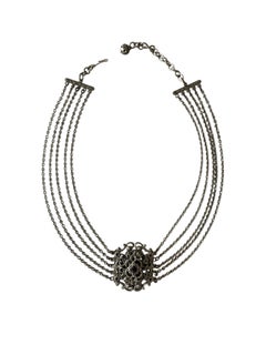 Century Renaissance Revival German Silver 5-Strand Garnet Glass Choker Necklace