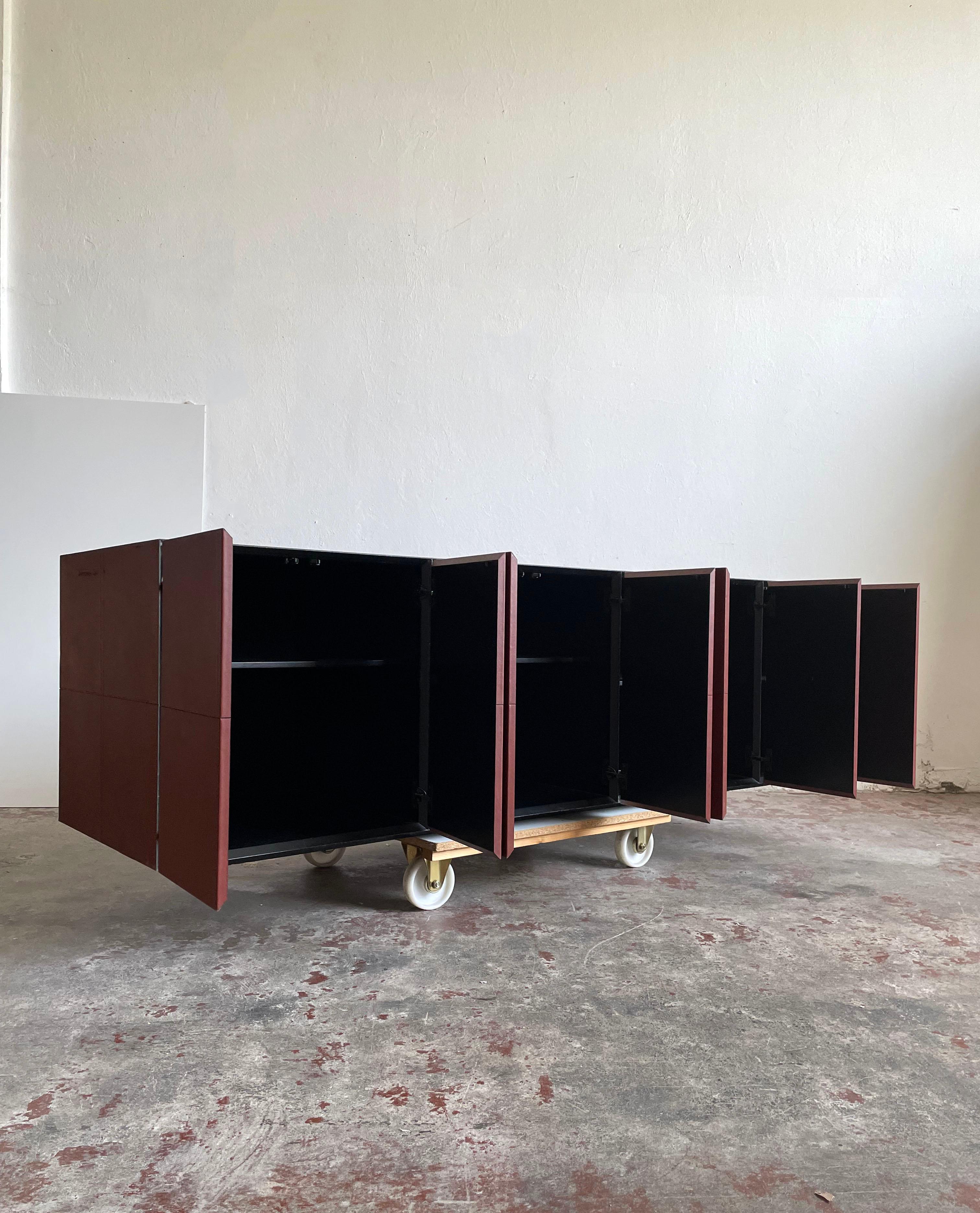 20th Century C.E.O. Cube Leather Cabinet, Lella & Massimo Vignelli, Poltrona Frau, Italy 90s For Sale