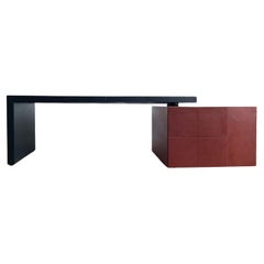 Retro C.E.O. Cube Leather Desk Designed by Lella & Massimo Vignelli for Poltrona Frau