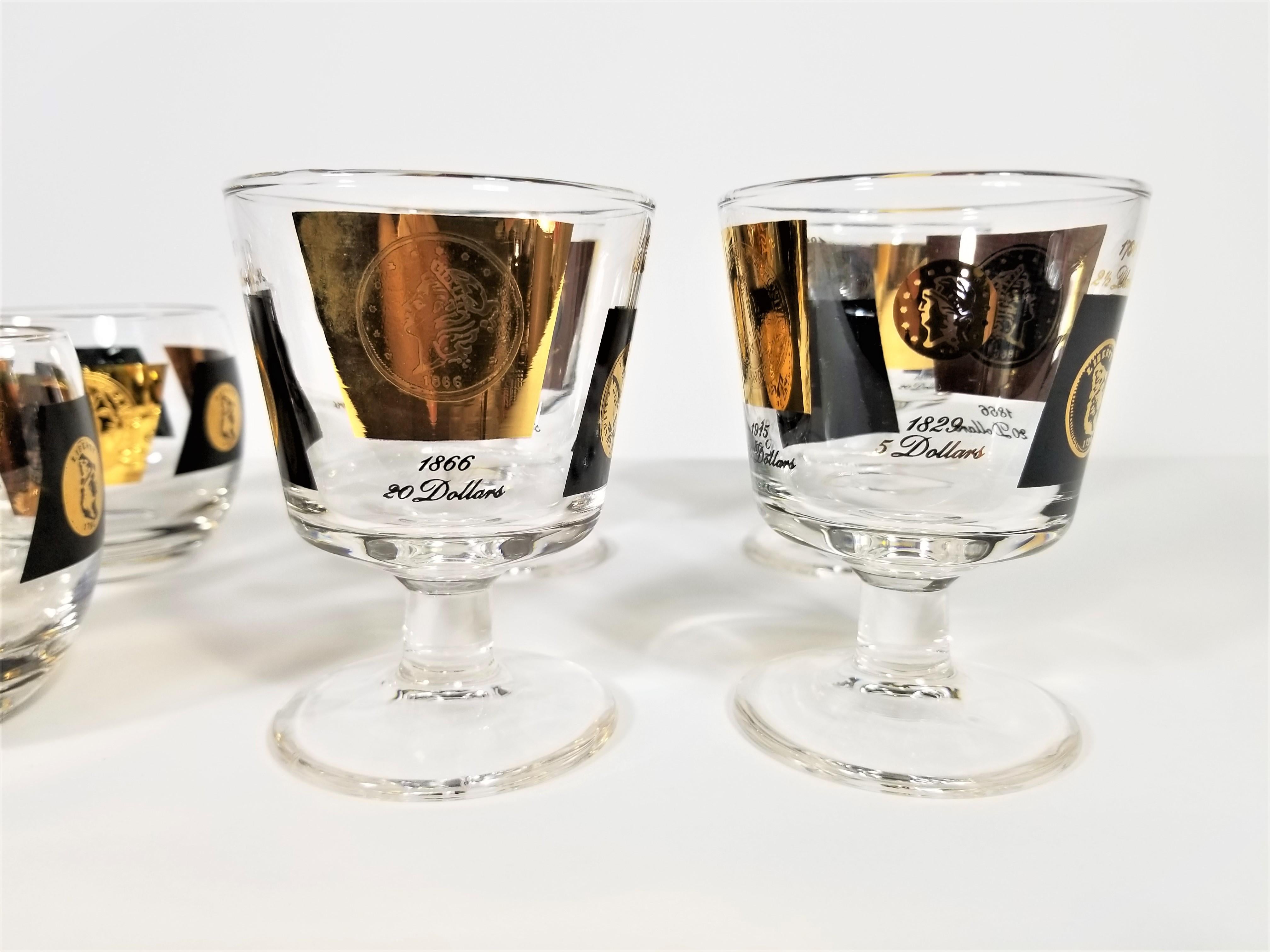 Cera 22-Karat 1960s Midcentury Cocktail Glassware Barware 5