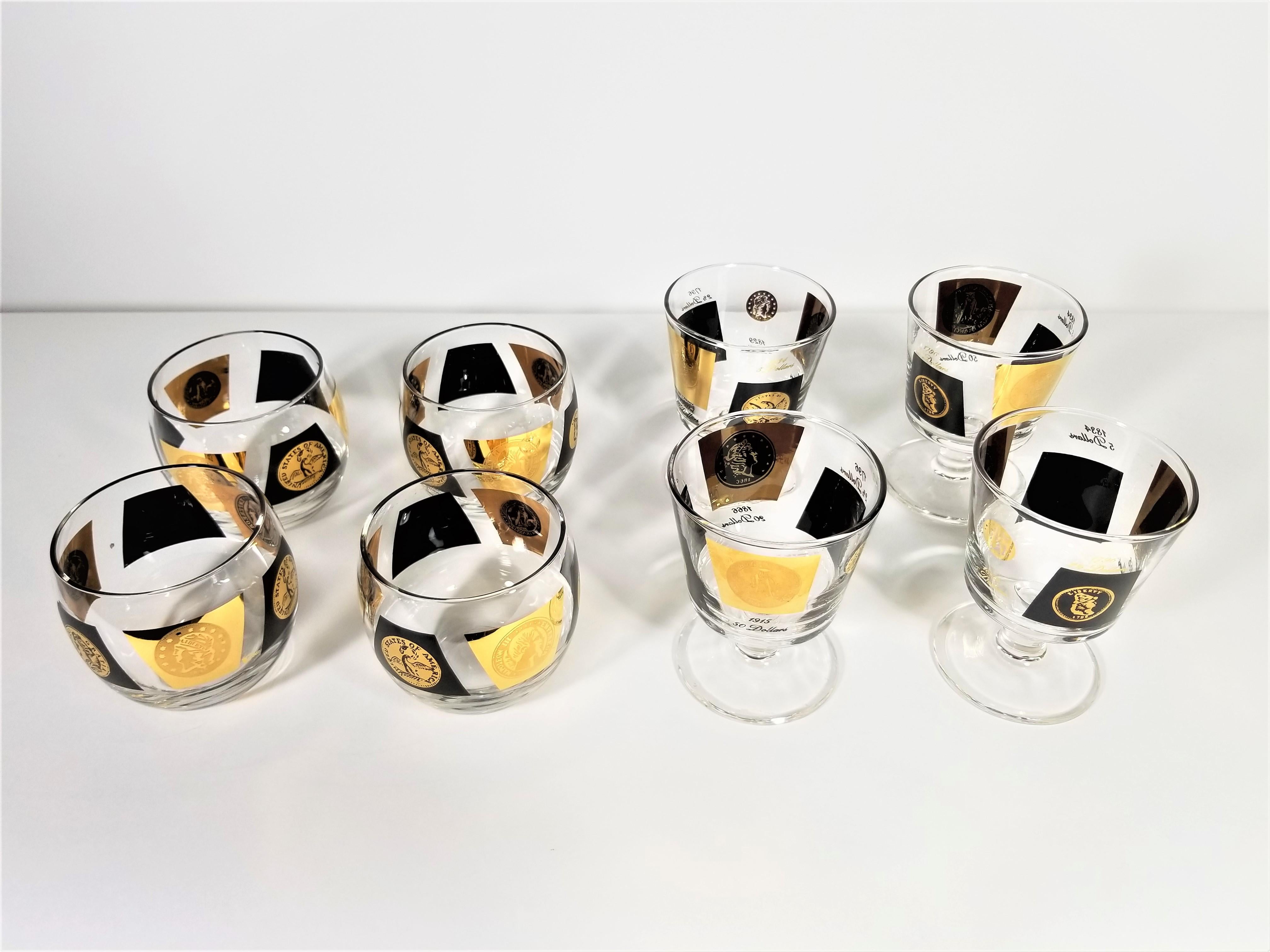 Cera 22-Karat 1960s Midcentury Cocktail Glassware Barware 12