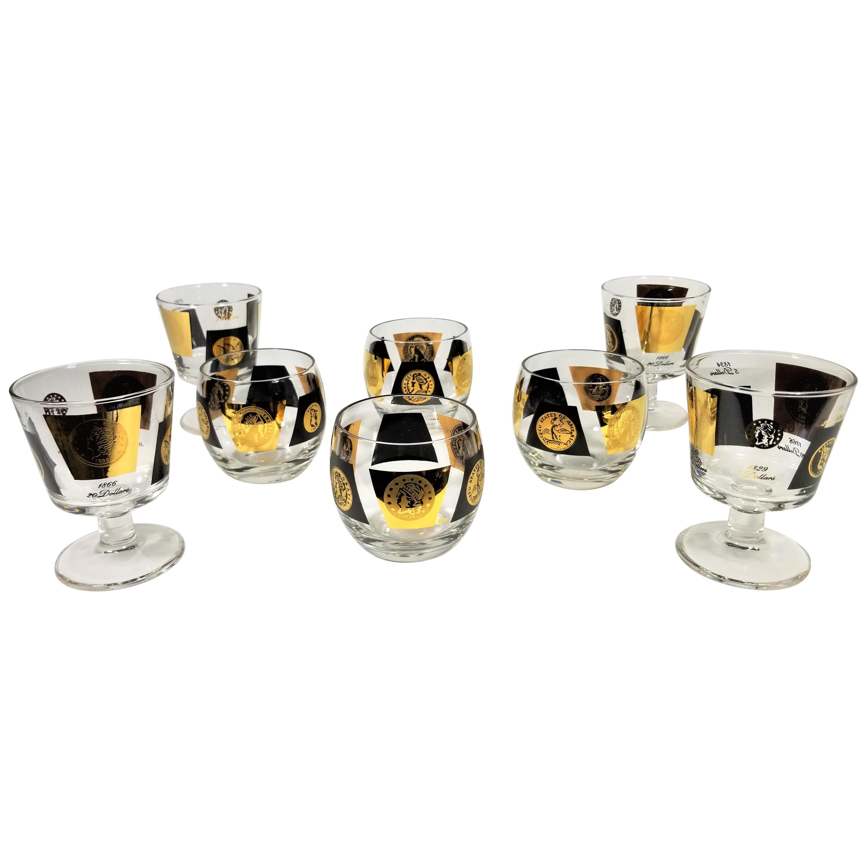 Cera 22-Karat 1960s Midcentury Cocktail Glassware Barware