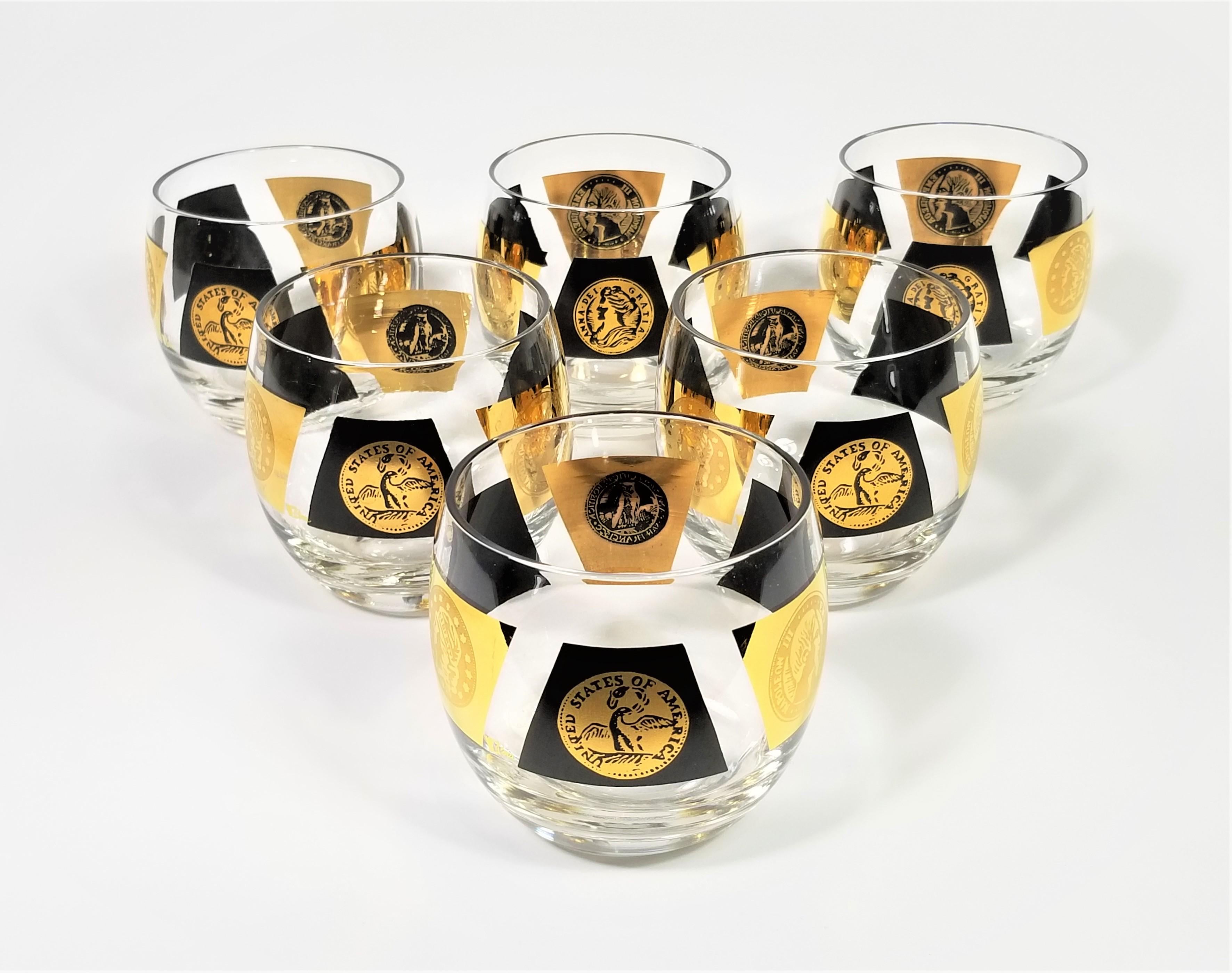 Cera 22-Karat Gold 1960s Midcentury Signed Glassware Barware Set of 6 For Sale 8