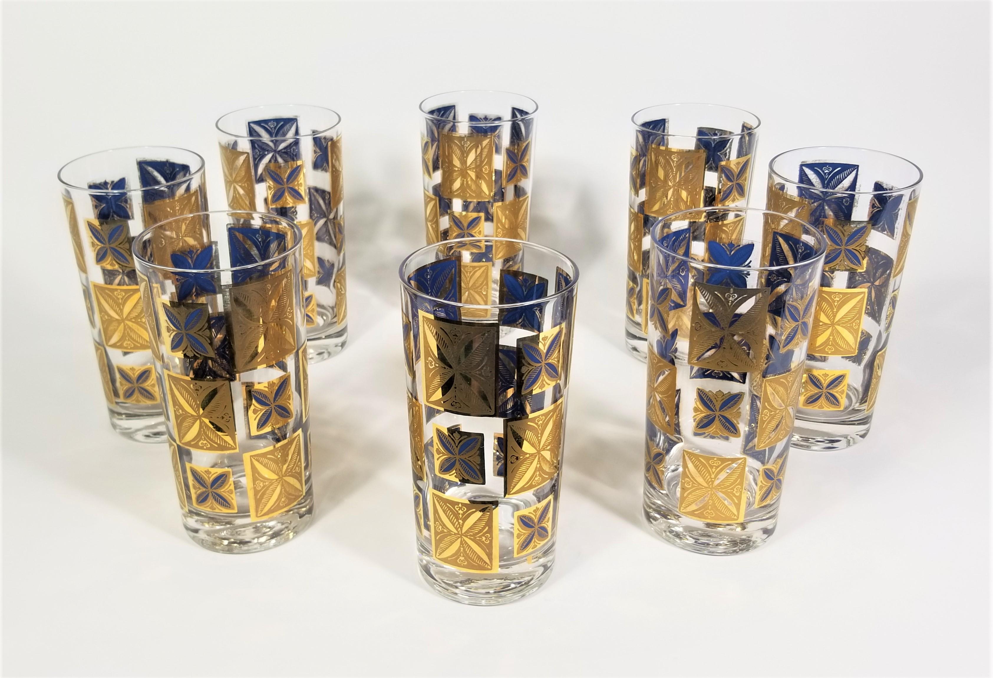 Cera 22k Gold Glassware Barware 1960s Mid-Century Set of 8 For Sale 9