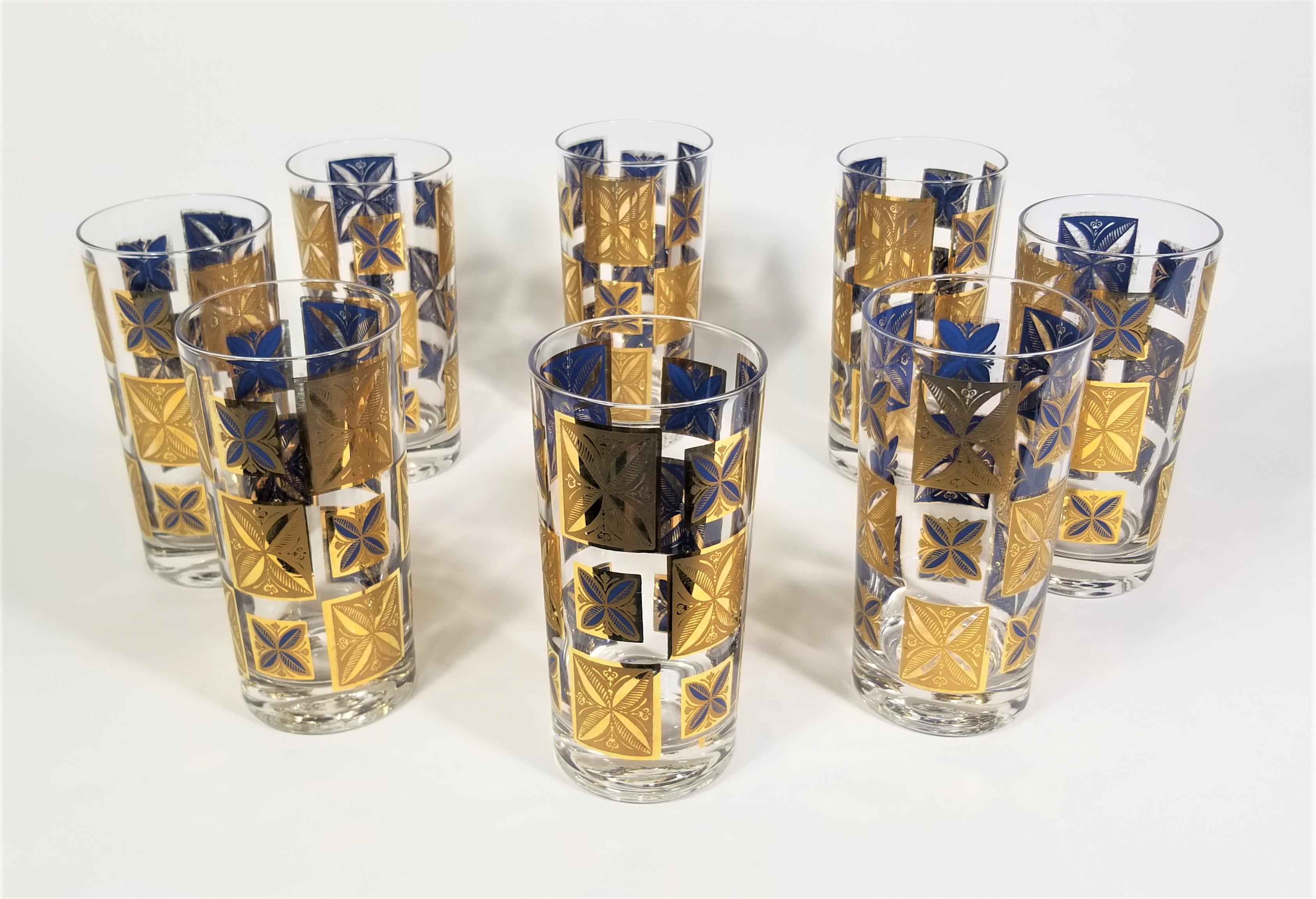 Cristalería de oro de 22 quilates Cera Juego de 8 vasos de bar de mediados de siglo de 1960 en venta 8
