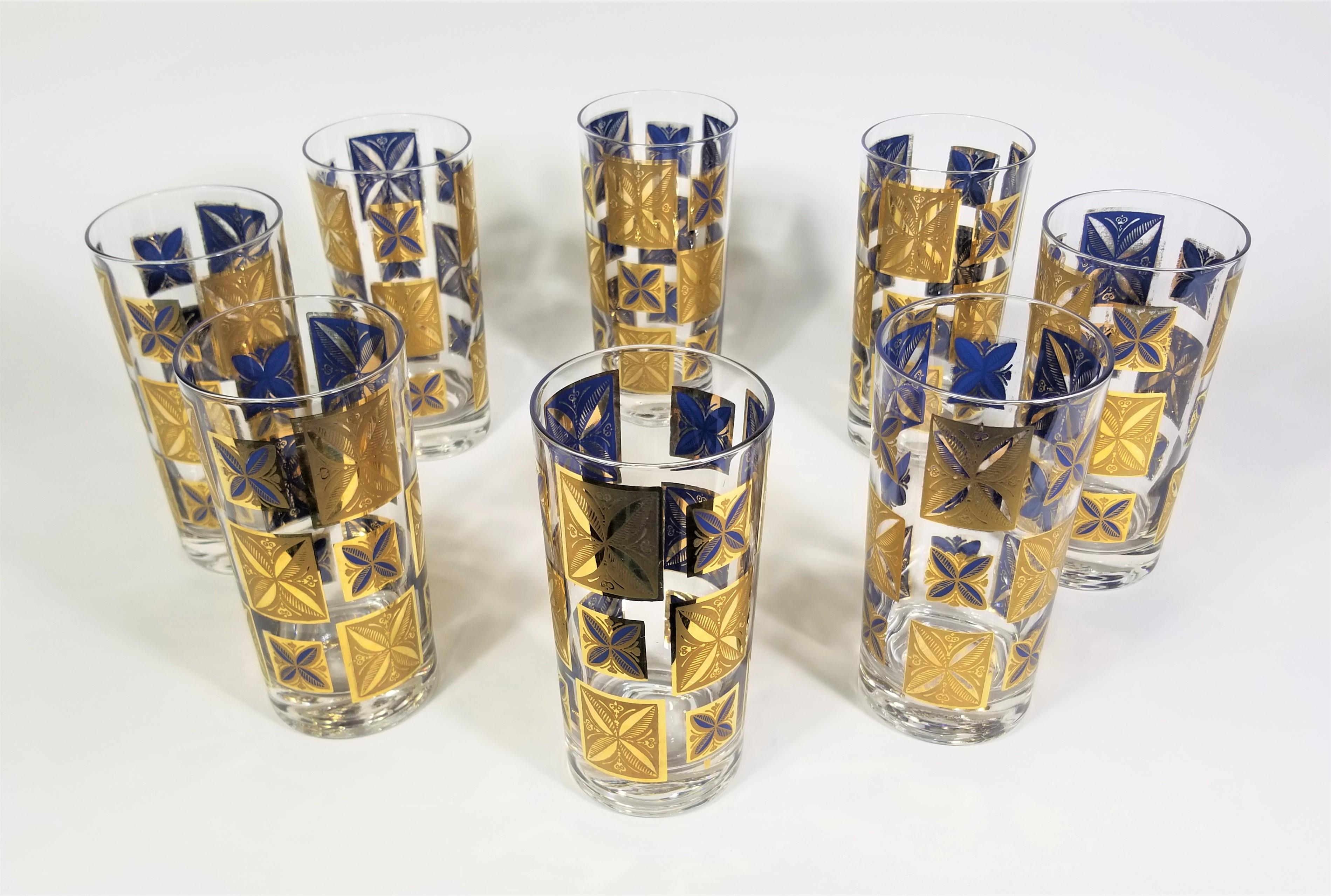 Cera 22k Gold Glassware Barware 1960s Mid-Century Set of 8 For Sale 10