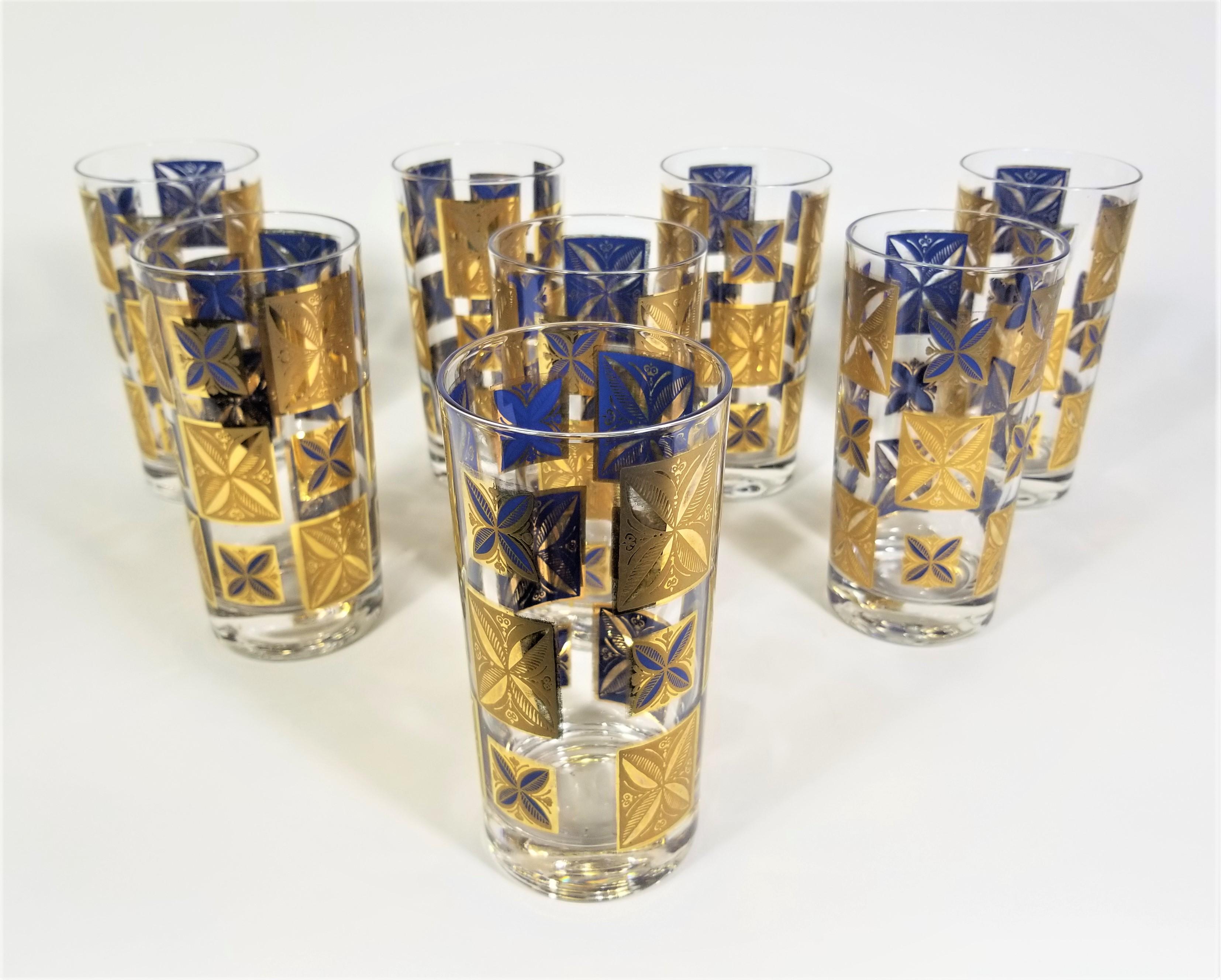 Cera 22k Gold Glassware Barware 1960s Mid-Century Set of 8 For Sale 13