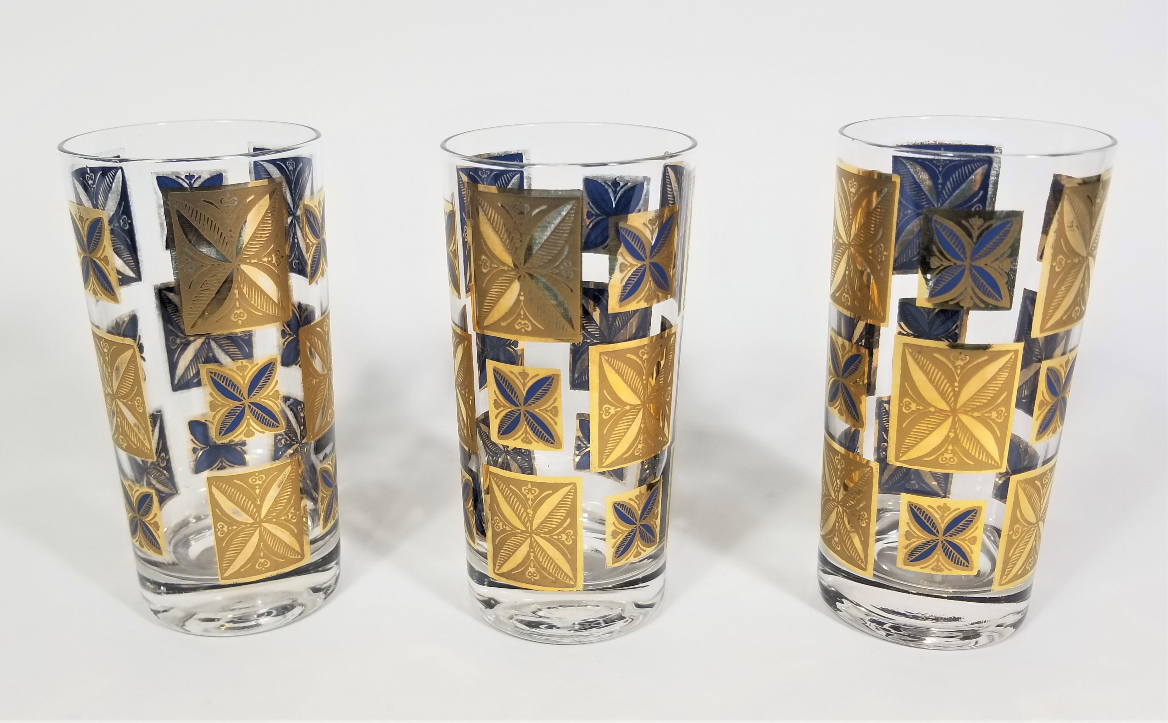 Cera 22k Gold Glassware Barware 1960s Mid-Century Set of 8 For Sale 1