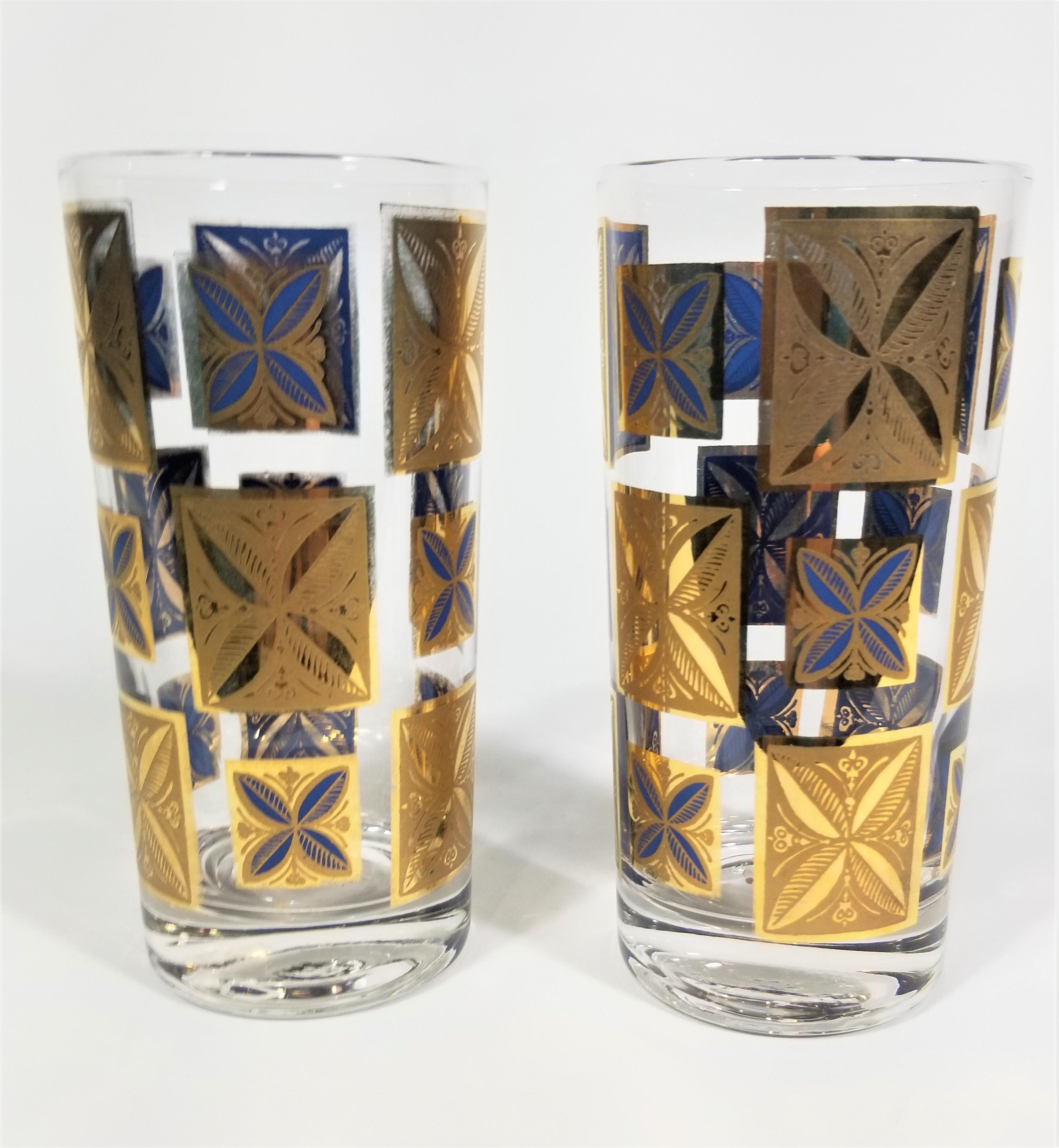 Cera 22k Gold Glassware Barware 1960s Mid-Century Set of 8 For Sale 3