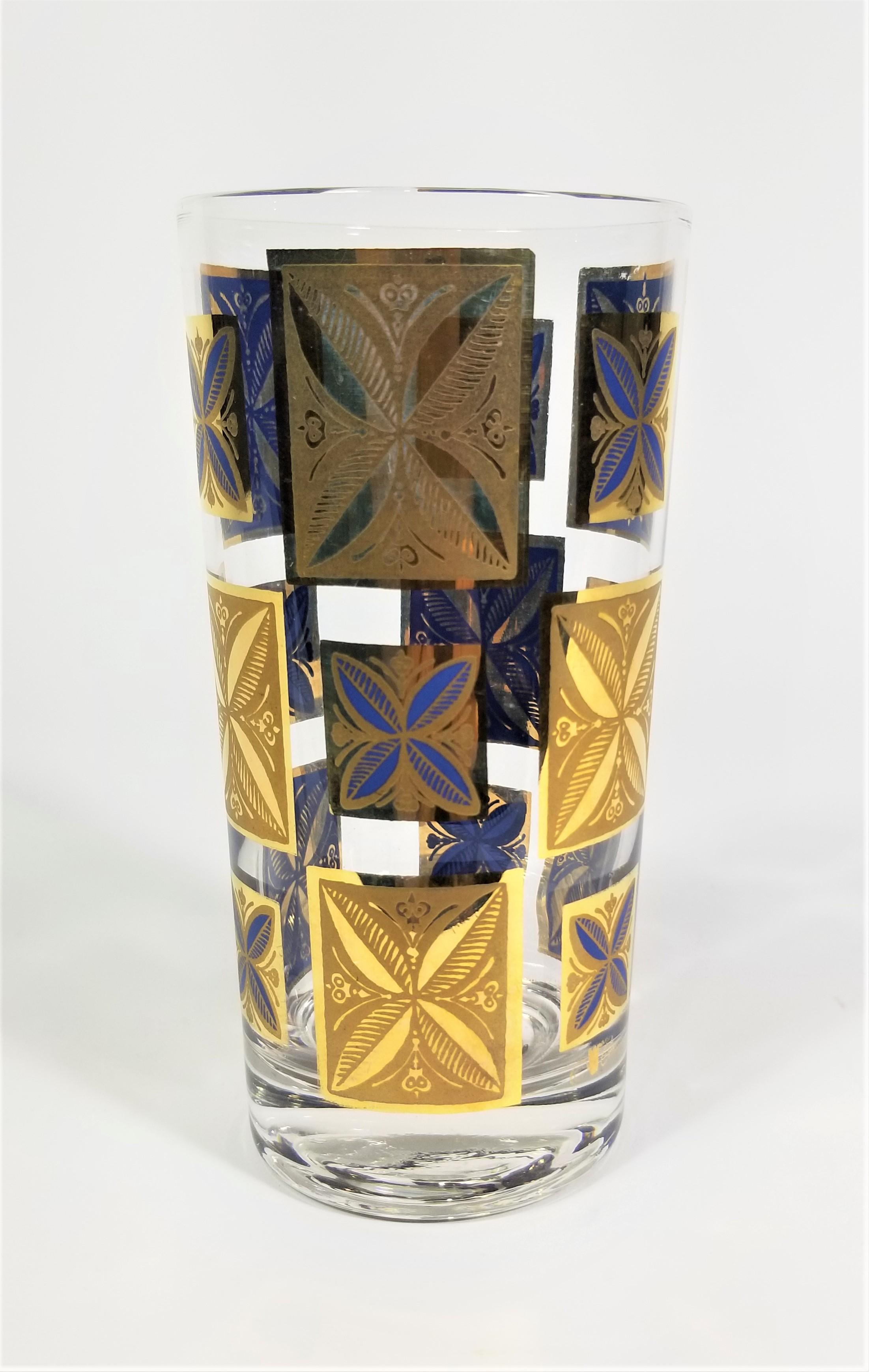 Cera 22k Gold Glassware Barware 1960s Mid-Century Set of 8 For Sale 4
