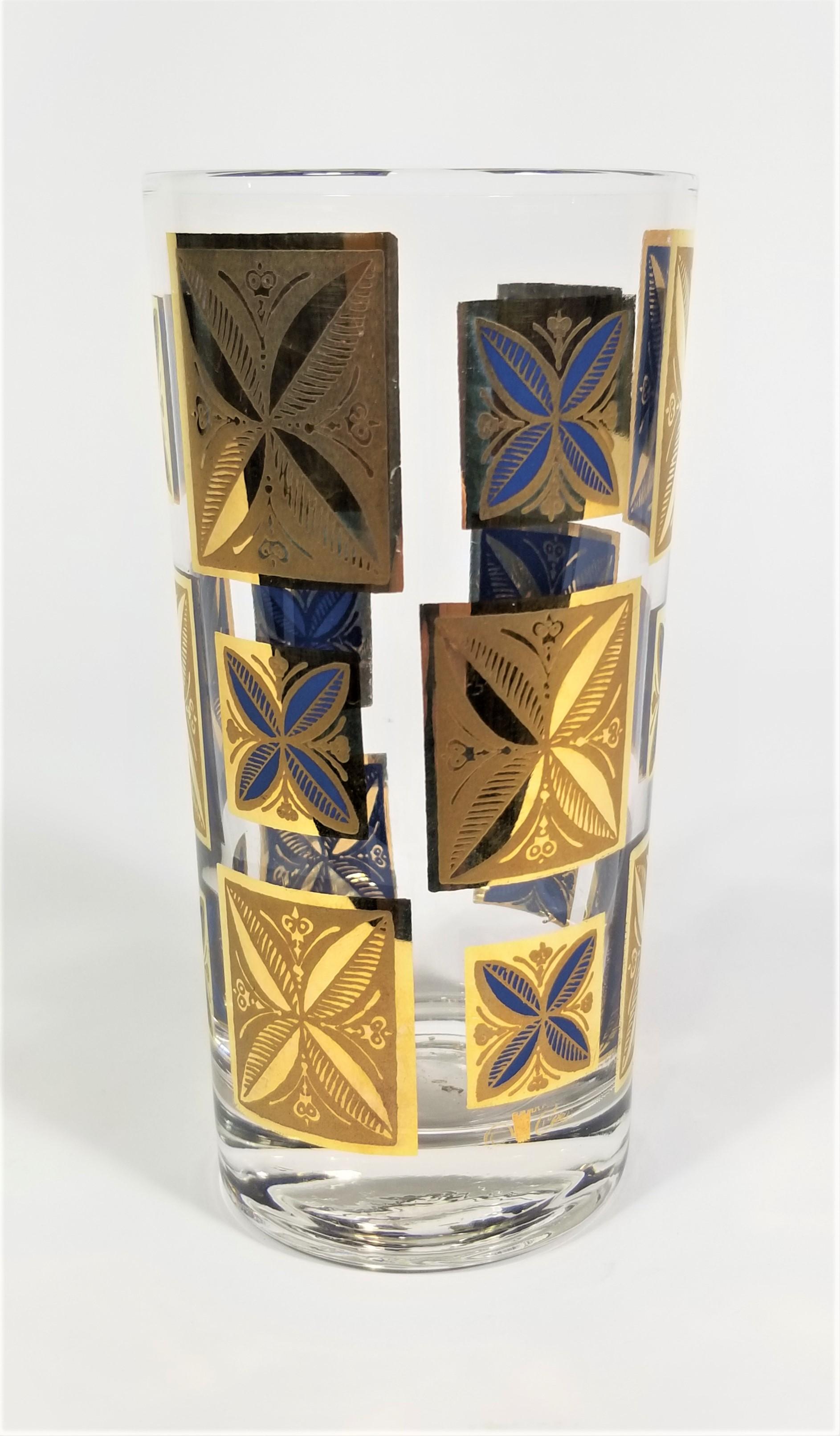 Cera 22k Gold Glassware Barware 1960s Mid-Century Set of 8 For Sale 5