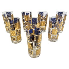 Cera 22k Gold Glassware Barware 1960s Mid-Century Set of 8