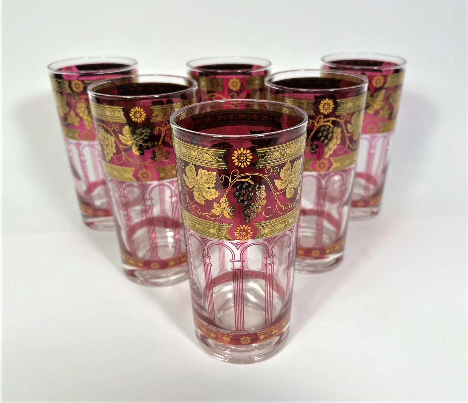 Cera 22K Gold Glassware Barware Mid Century In Excellent Condition In New York, NY