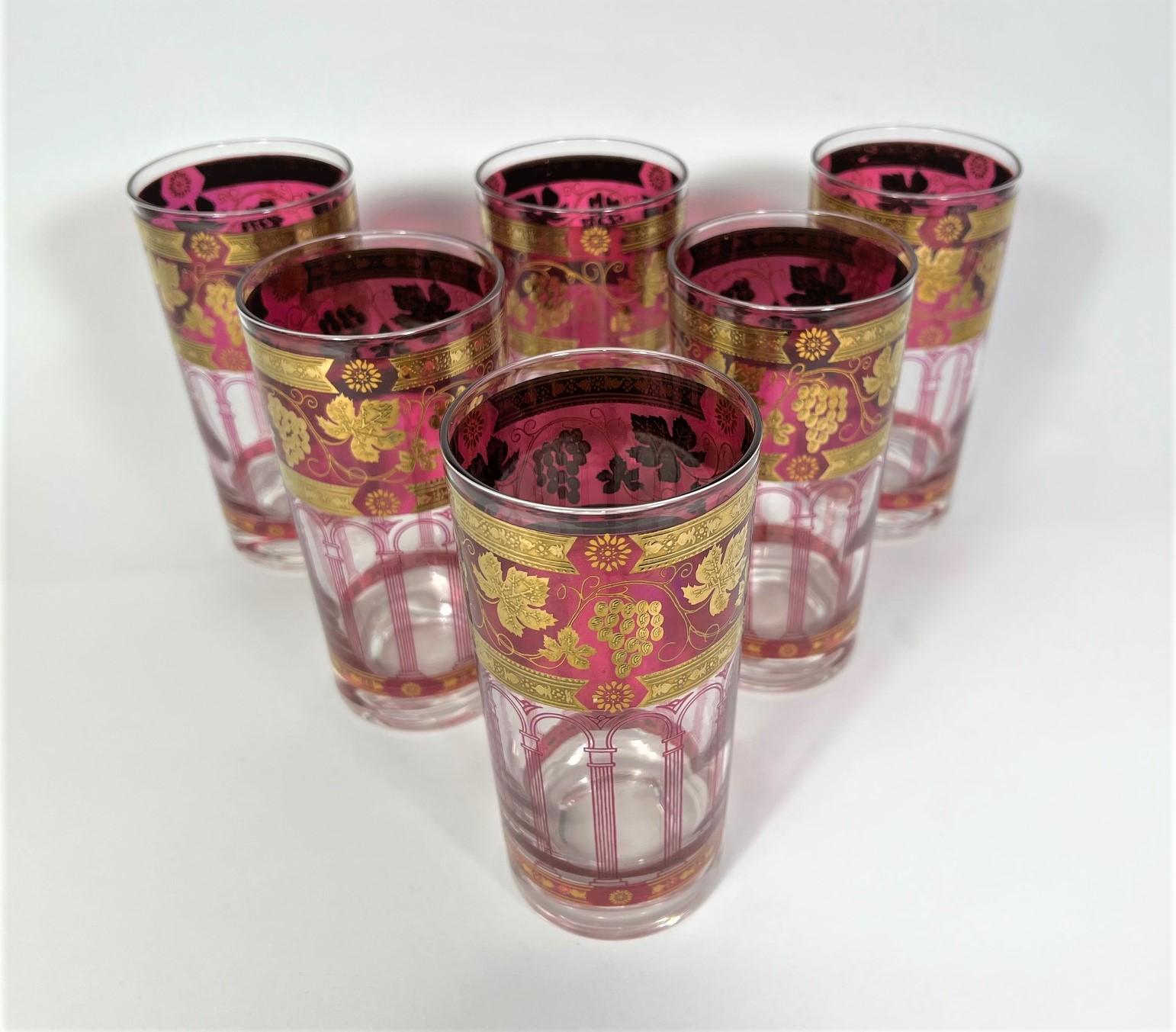 20th Century Cera 22K Gold Glassware Barware Mid Century