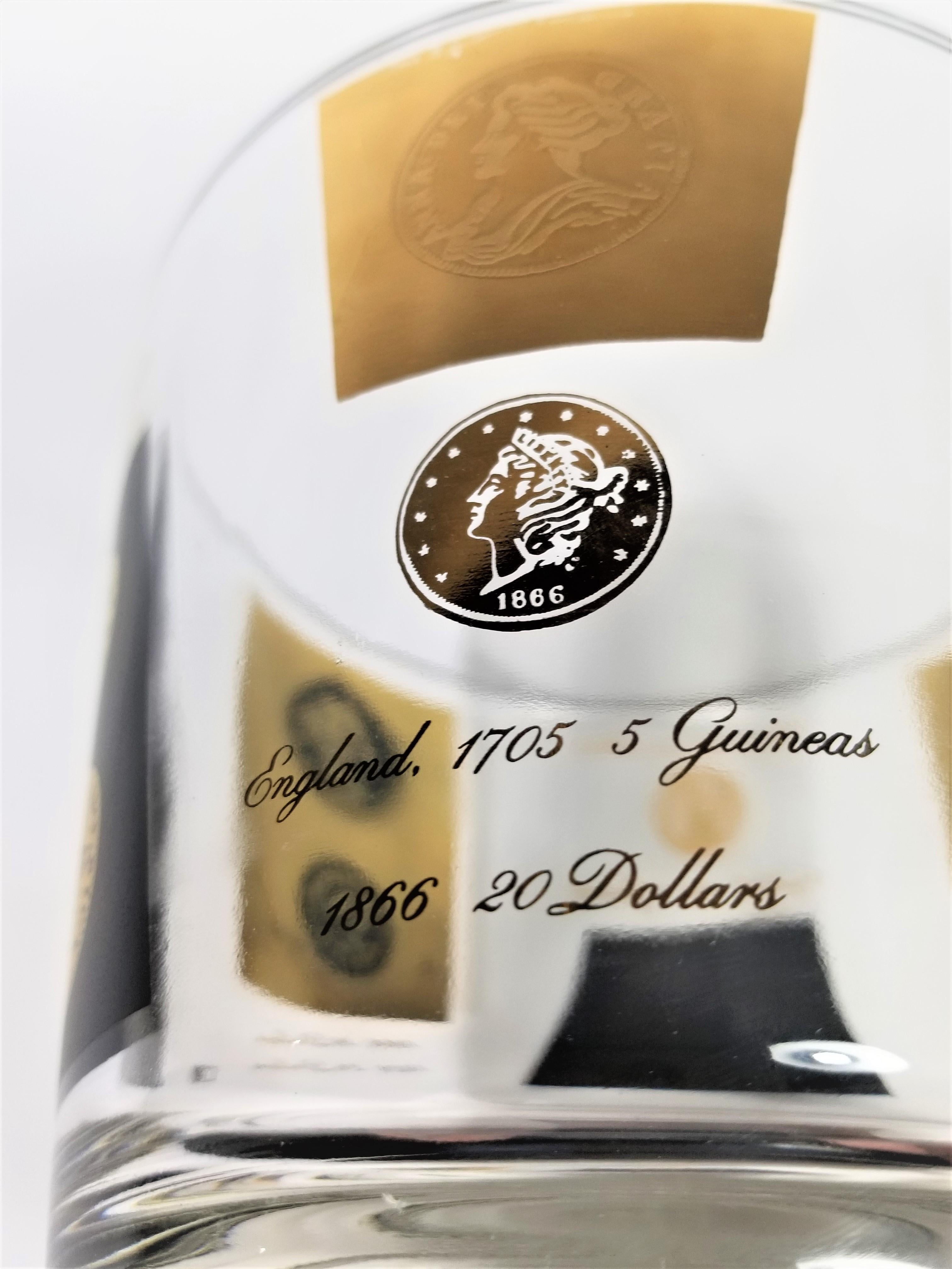 Cera 22-Karat Gold Signed Ice Bucket Barware 1960s Midcentury Coin Design 10